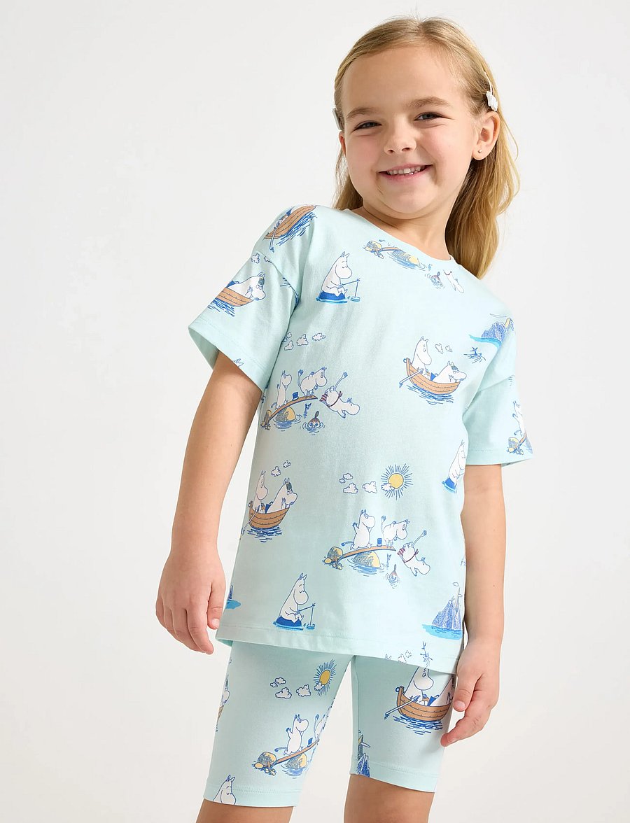 Lindex - Moomin set - sets mit kurzärmeligem t-shirt - light aqua - 4