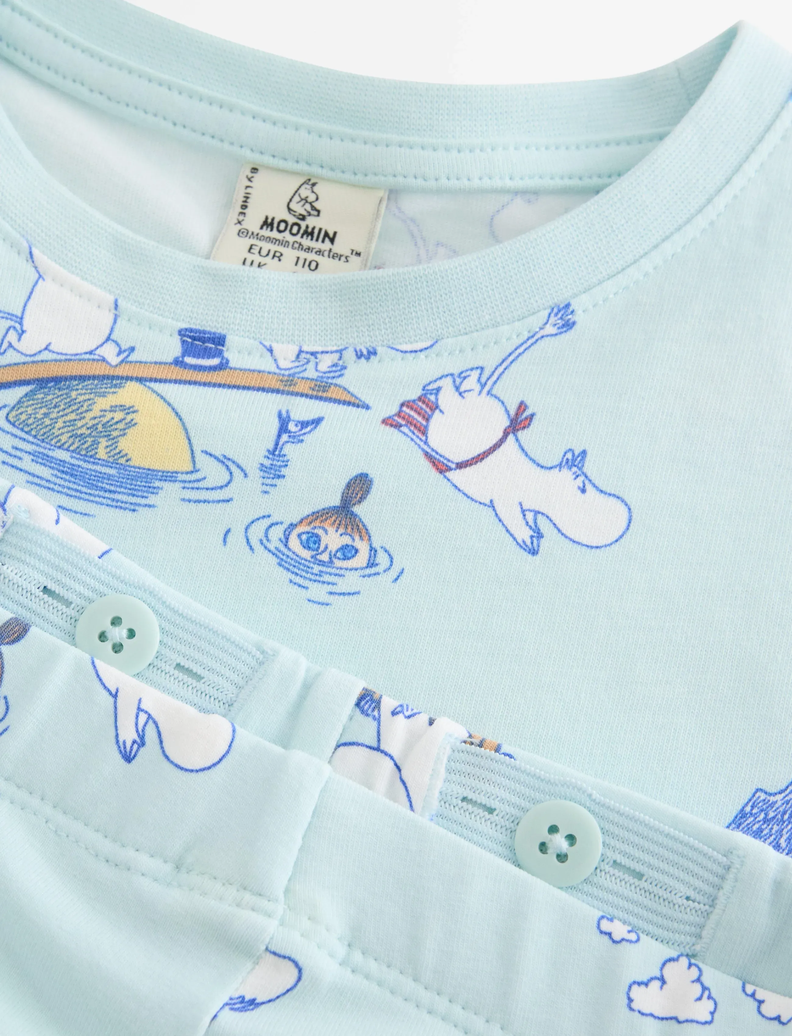 Lindex - Moomin set - sets mit kurzärmeligem t-shirt - light aqua - 5