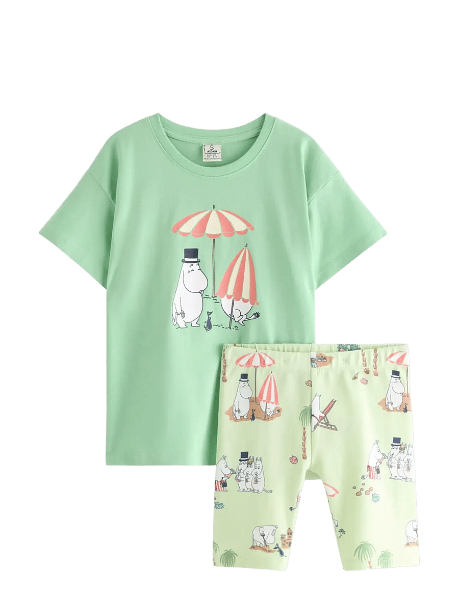 Lindex - Moomin set - sets mit kurzärmeligem t-shirt - light dusty green - 1