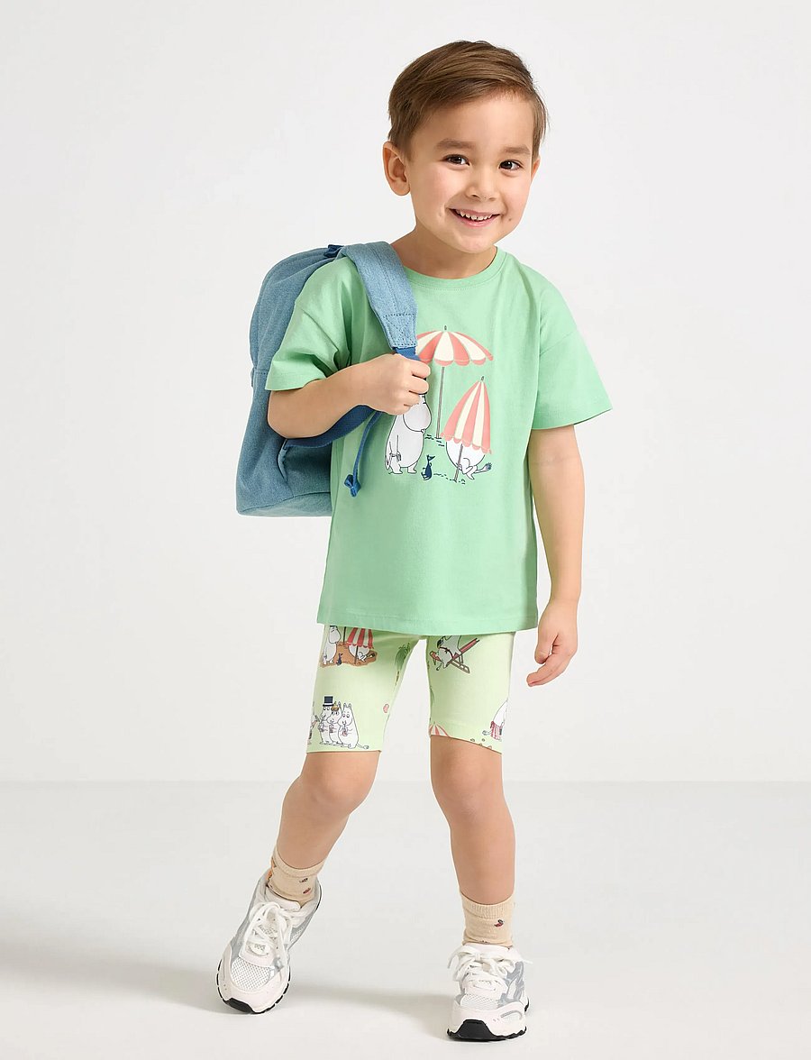 Lindex - Moomin set - sets mit kurzärmeligem t-shirt - light dusty green - 0