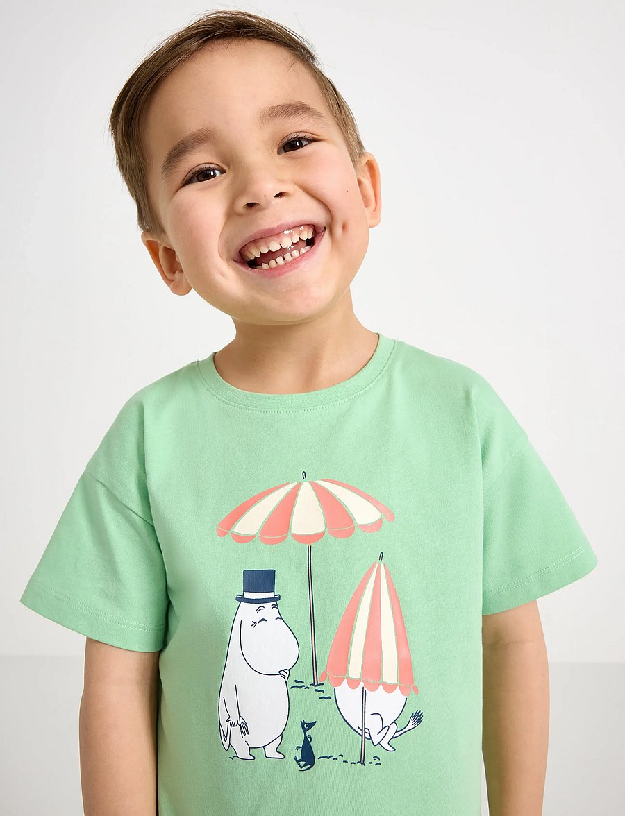 Lindex - Moomin set - sets mit kurzärmeligem t-shirt - light dusty green - 4
