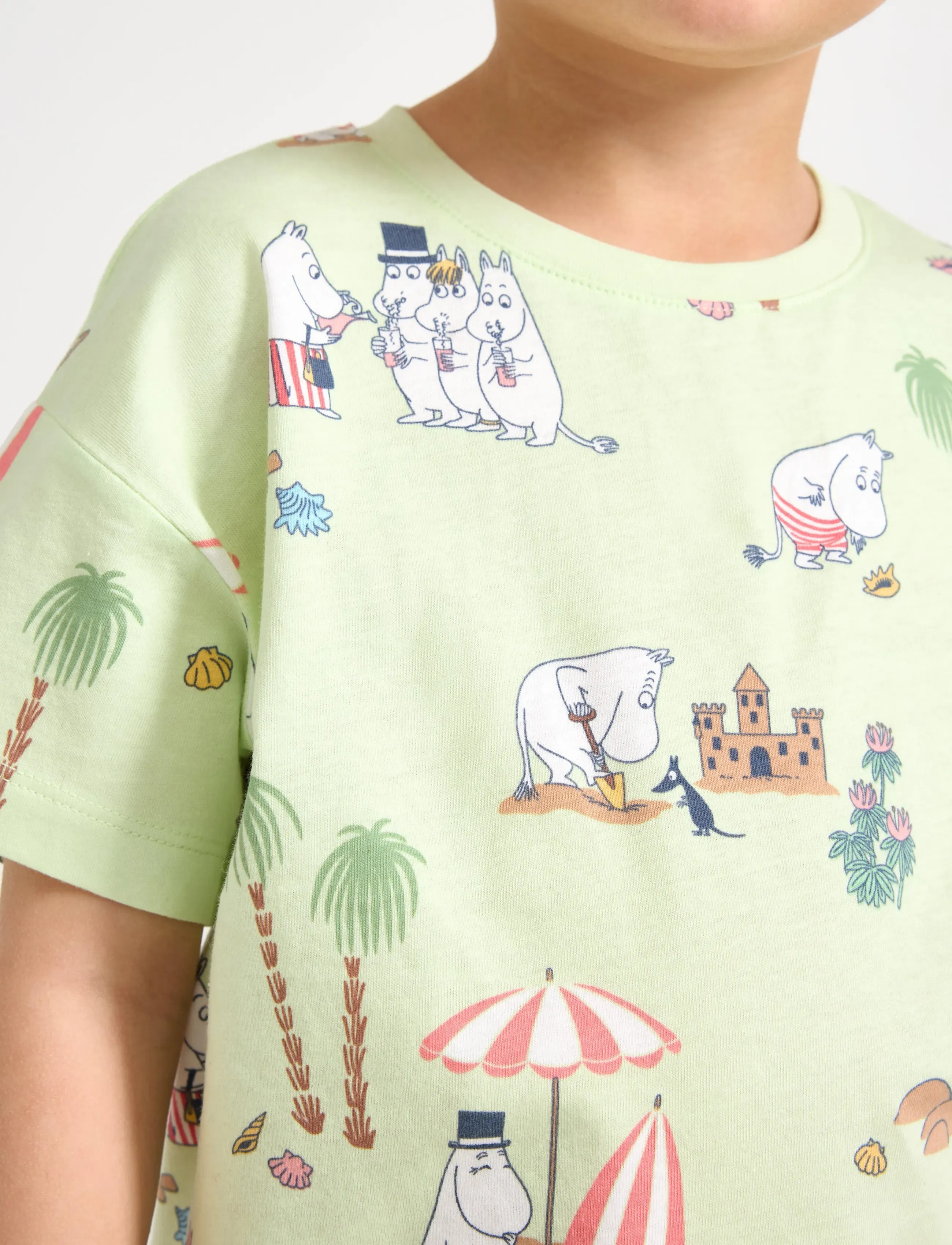 Lindex - Moomin t-shirt - kortärmade t-shirts - light green - 4