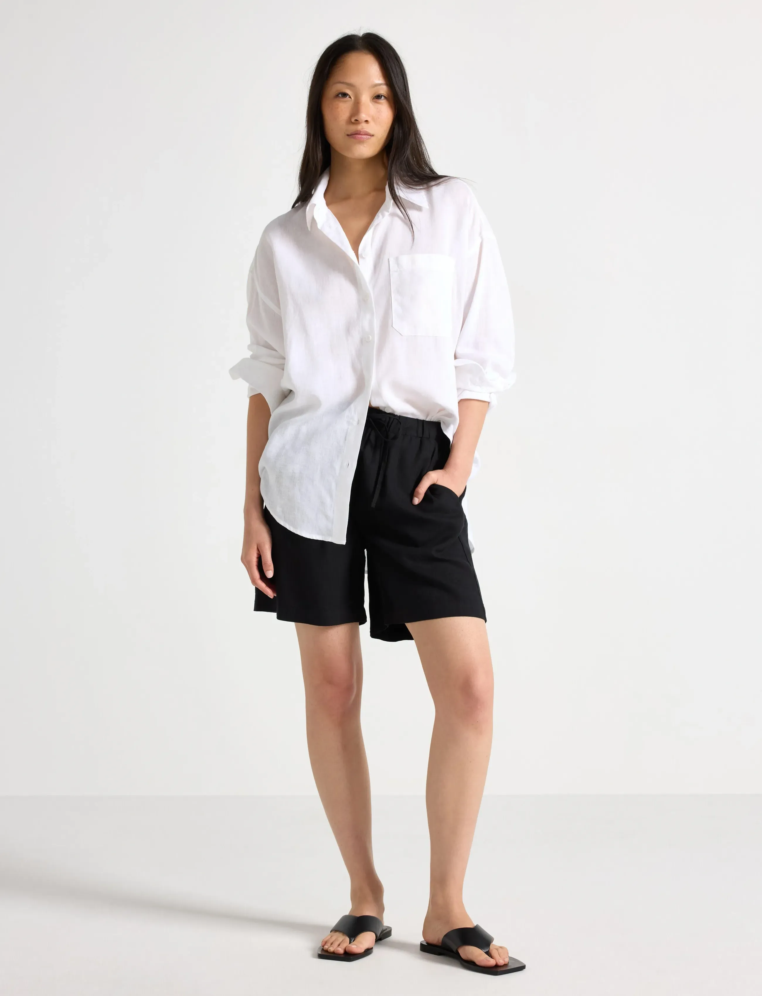 Lindex Shorts In Linen Blend, XS, Shorts, Schwarz - Frauen