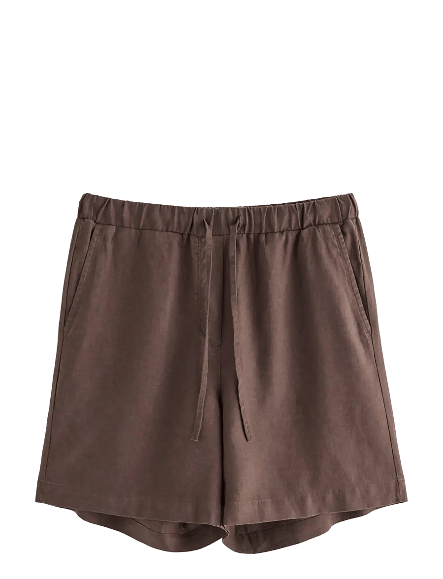 Lindex - Shorts in linen blend - hørshorts - dark dusty brown - 1