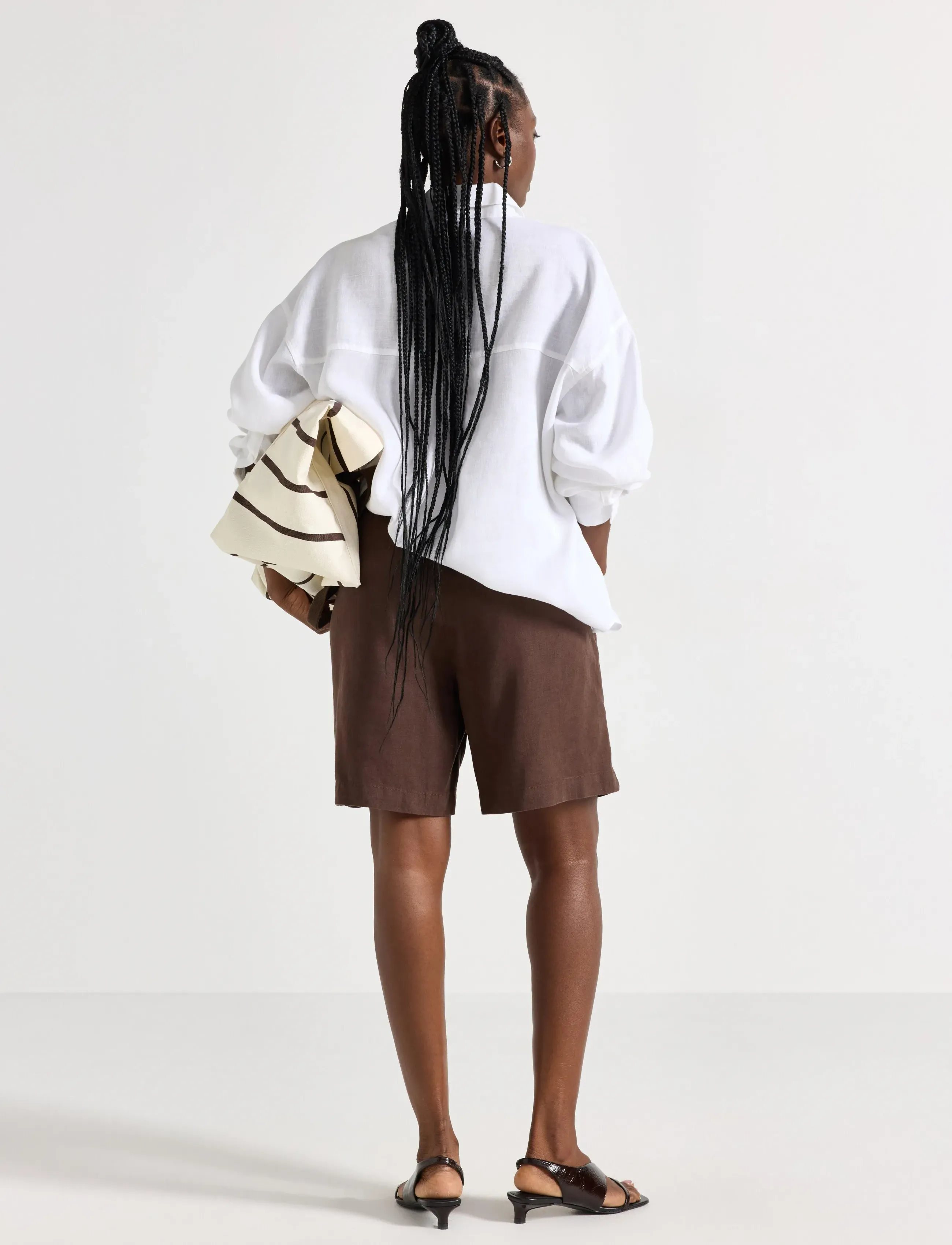 Lindex - Shorts in linen blend - linneshorts - dark dusty brown - 3
