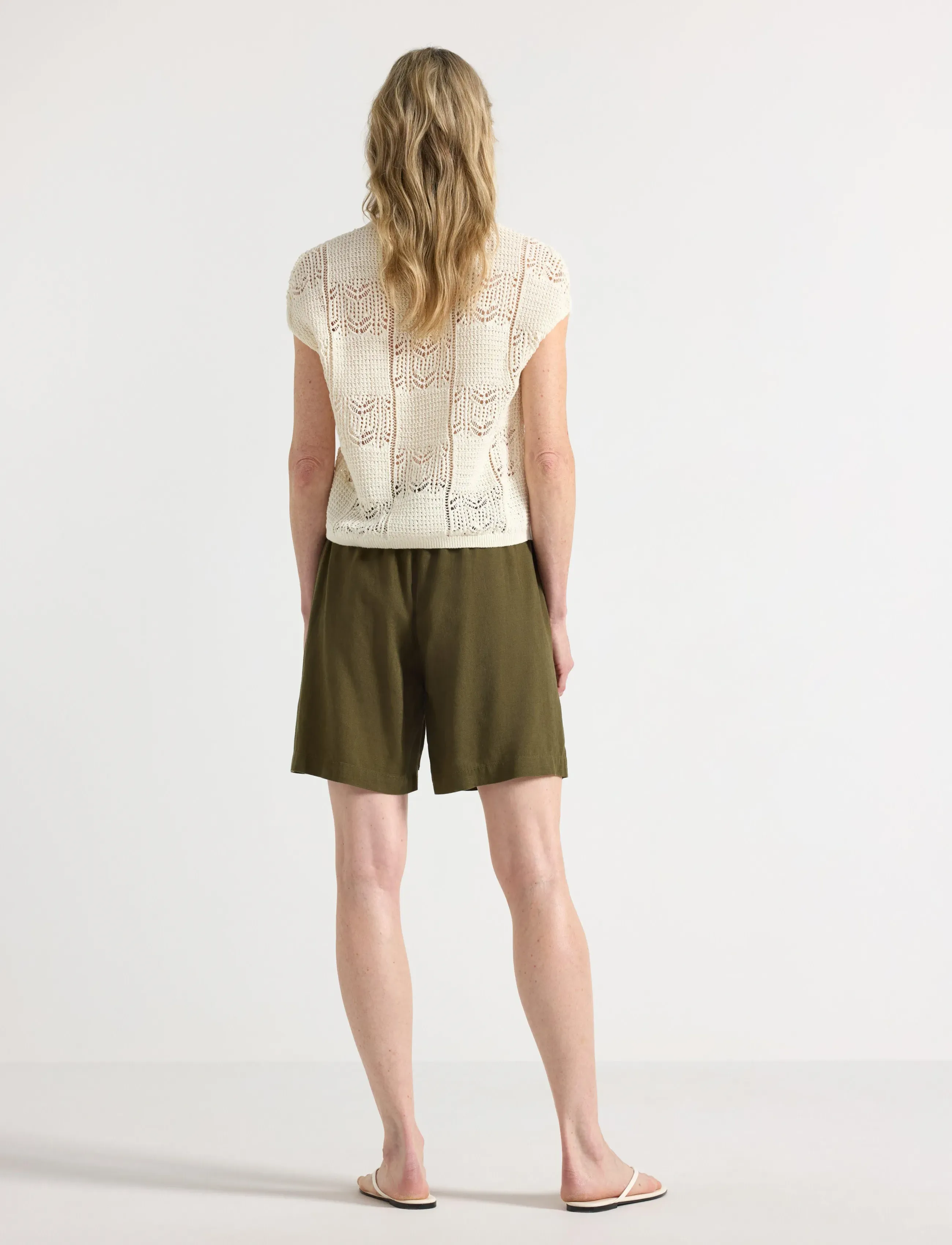 Lindex - Shorts in linen blend - leinen-shorts - dark dusty green - 3