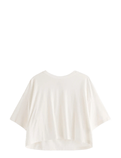 Lindex Cropped top with short sleeves - Crop tops - OFF WHITE / cream