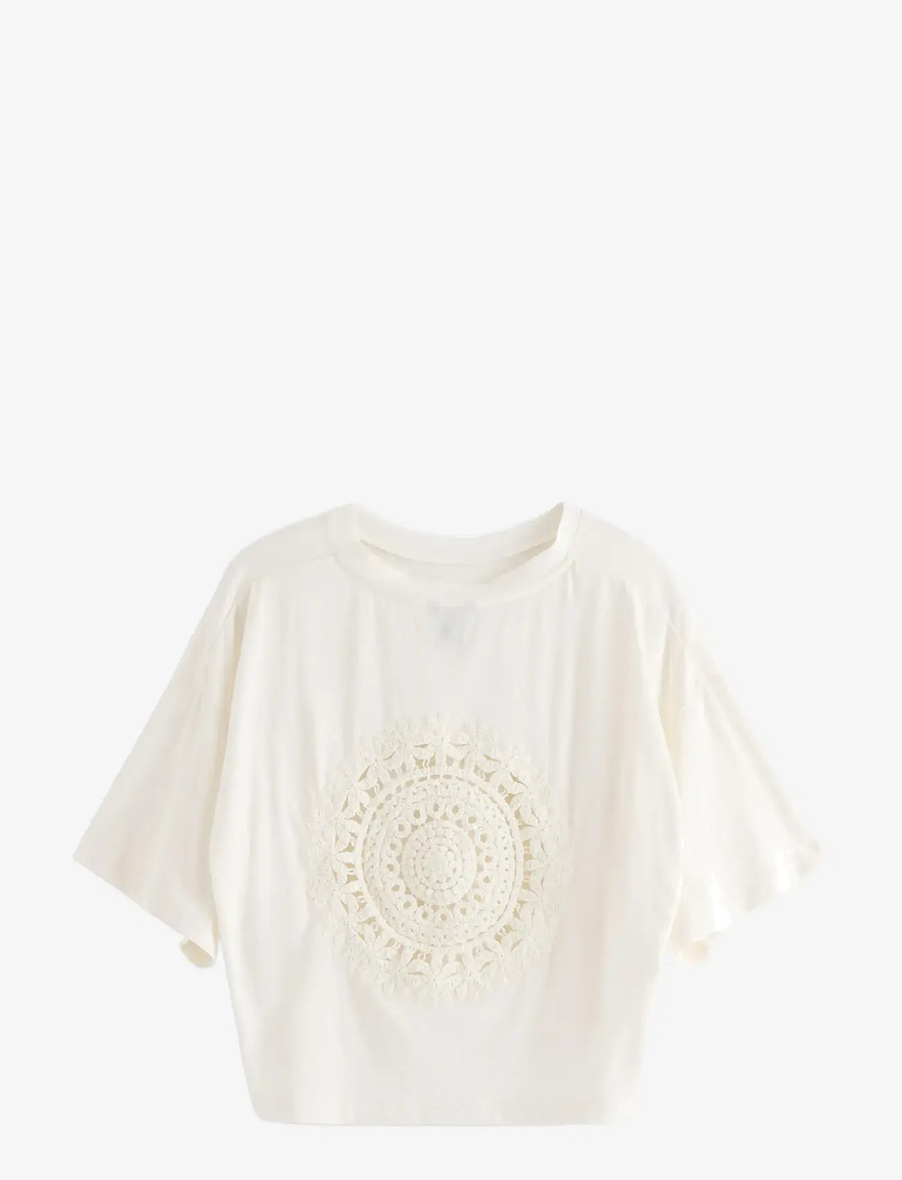 Lindex - Cropped top with short sleeves - crop tops - off white - 2