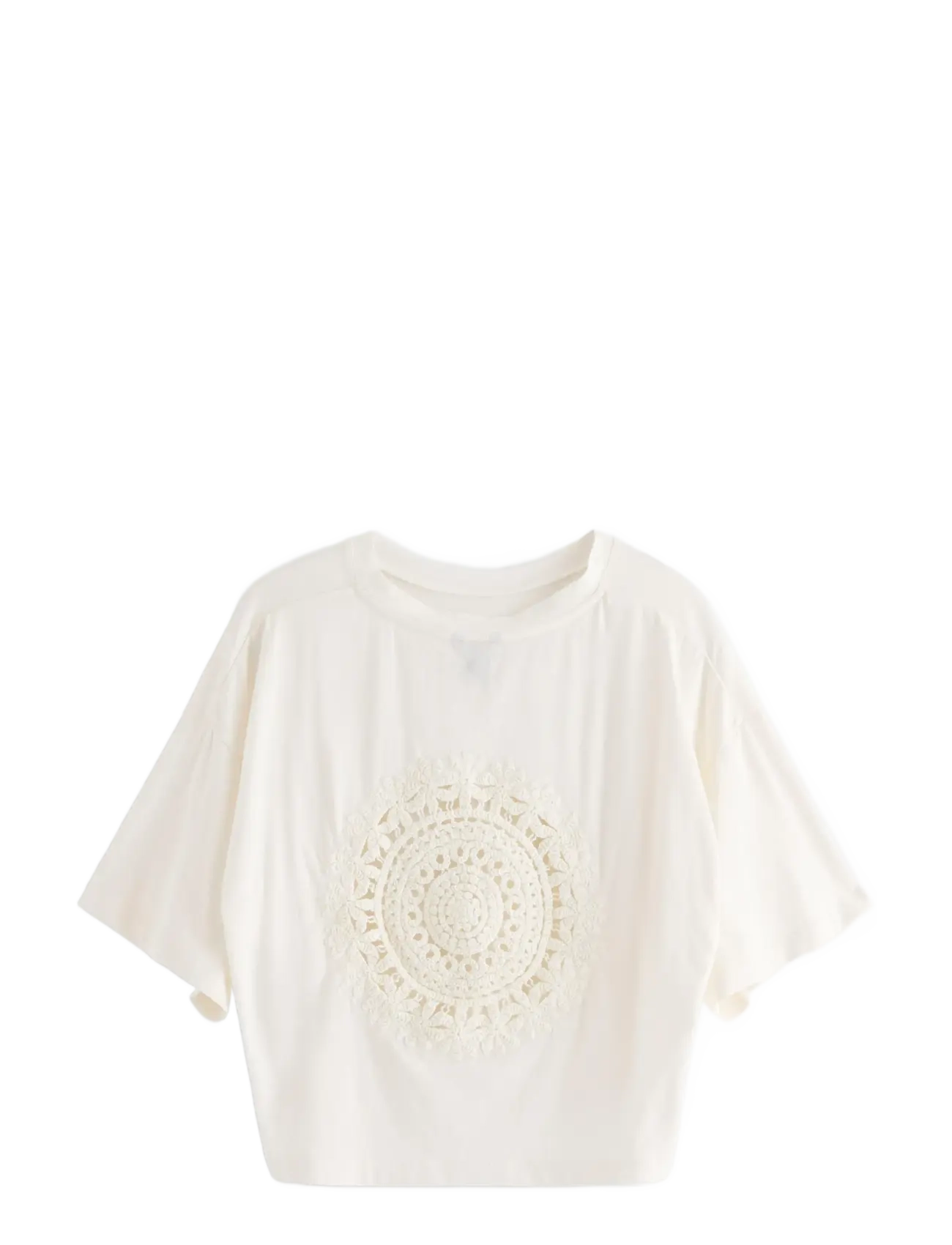 Lindex - Cropped top with short sleeves - hauts courts - off white - 2