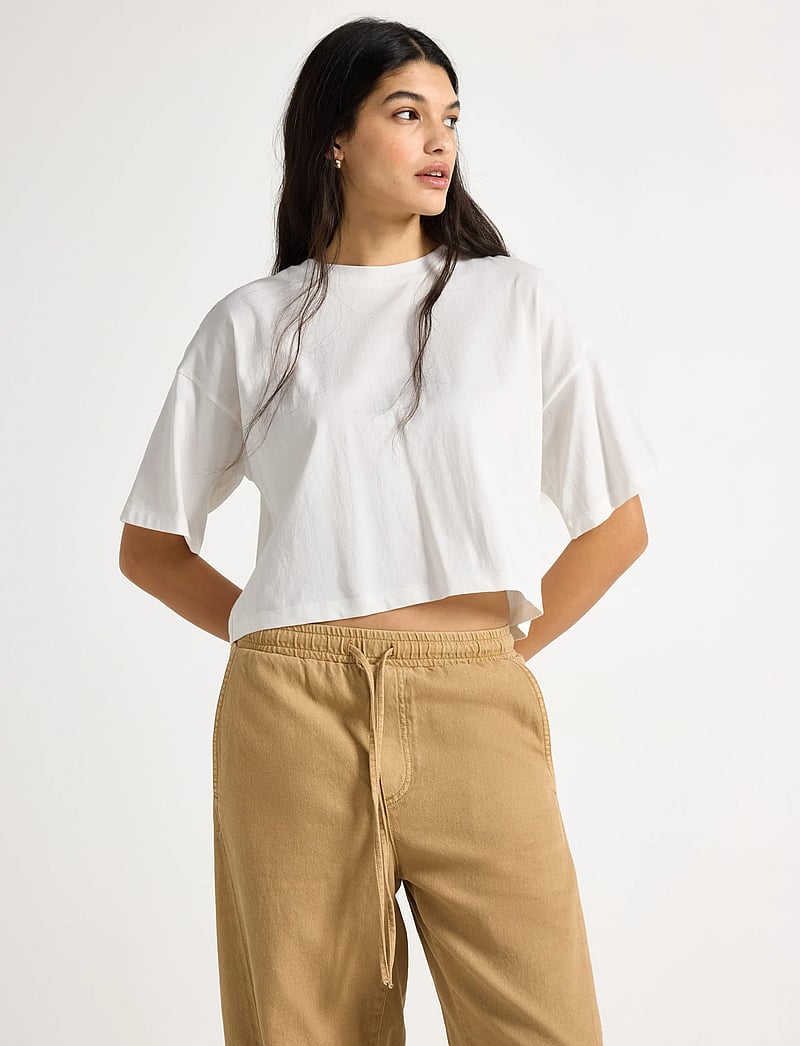 Lindex - Cropped top with short sleeves - crop tops - off white - 0