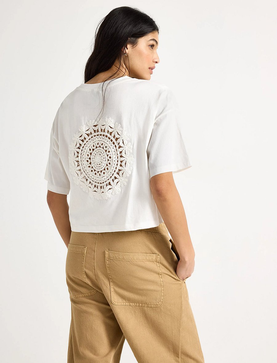 Lindex - Cropped top with short sleeves - hauts courts - off white - 3
