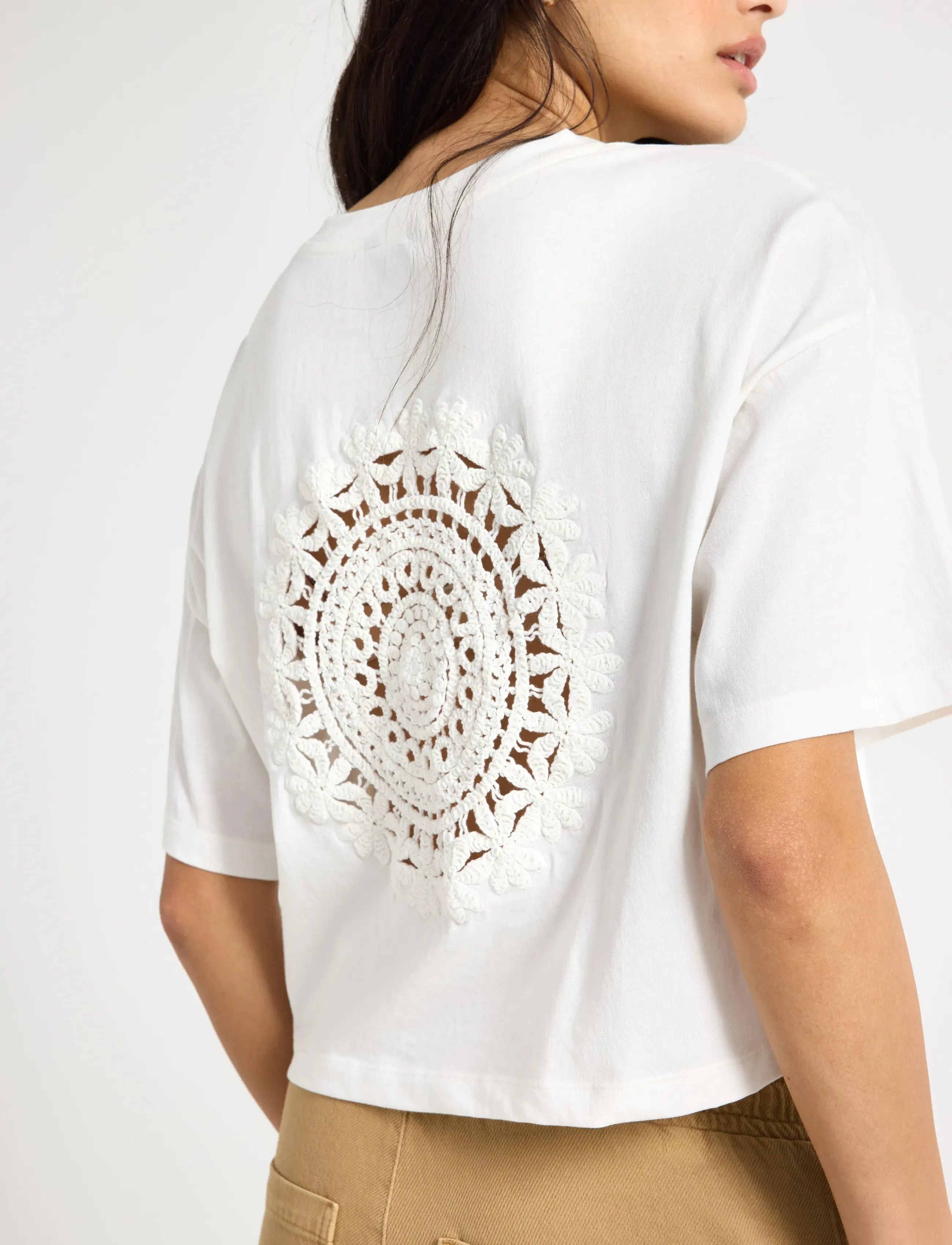Lindex - Cropped top with short sleeves - hauts courts - off white - 4