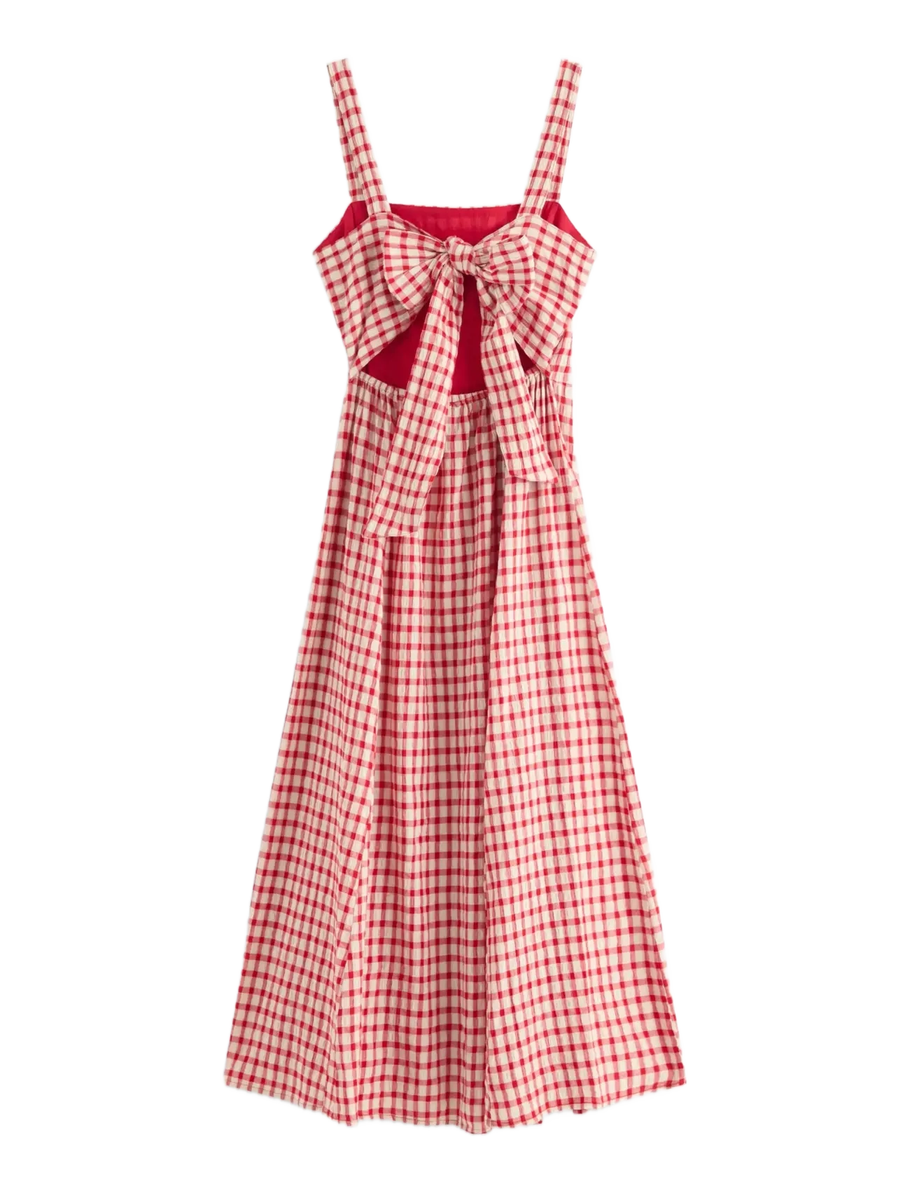 Lindex - Midi dress in seersucker - red - 2