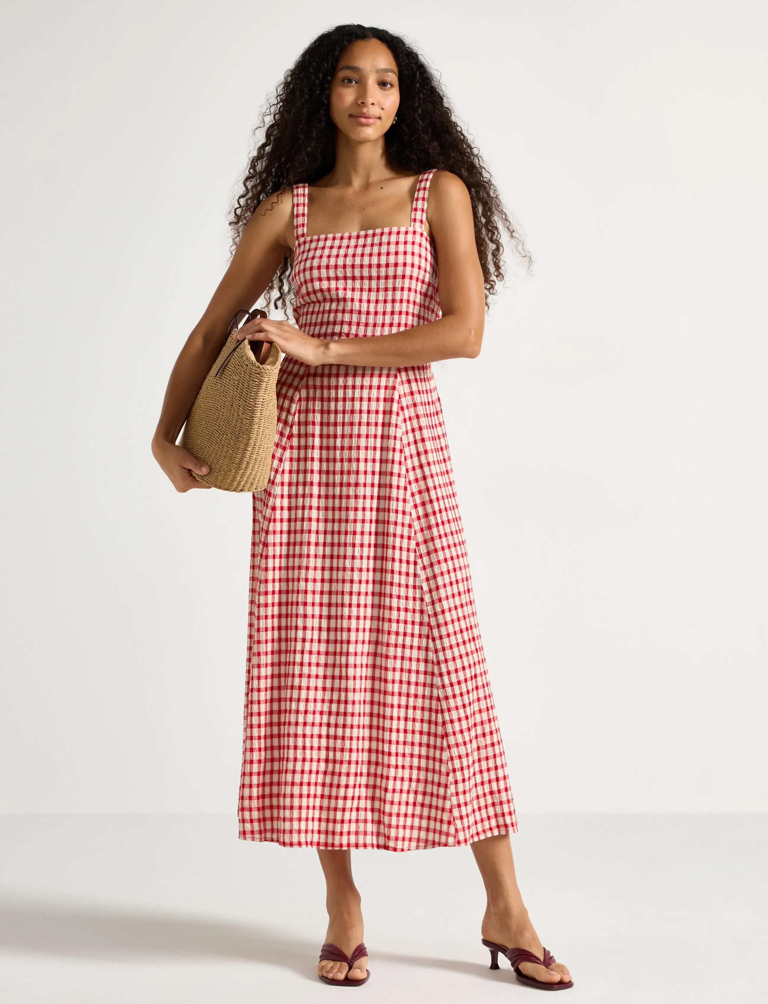 Lindex Midi dress in seersucker - Officewear - RED / red