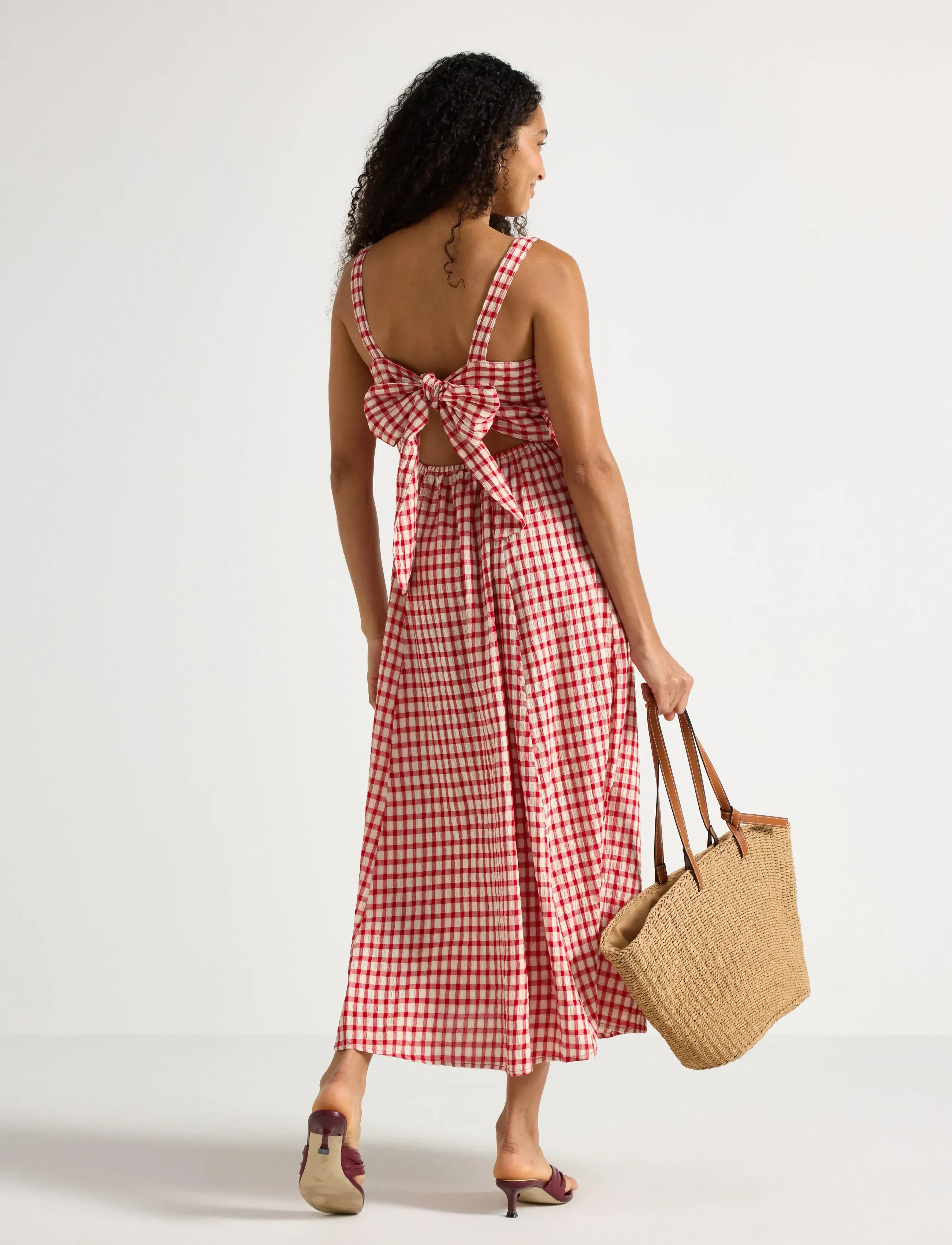 Lindex - Midi dress in seersucker - red - 3