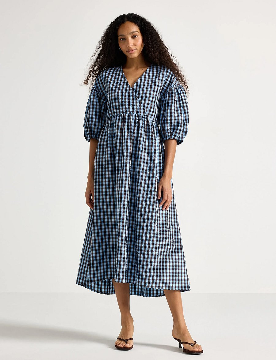 Lindex - Midi dress in seersucker - summer dresses - light blue - 0