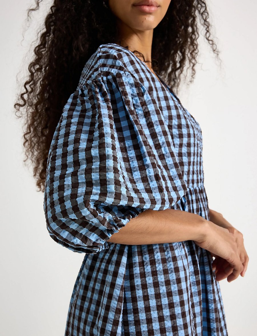 Lindex - Midi dress in seersucker - summer dresses - light blue - 4