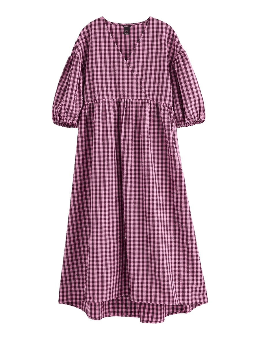 Lindex - Midi dress in seersucker - sommerkleider - pink - 1