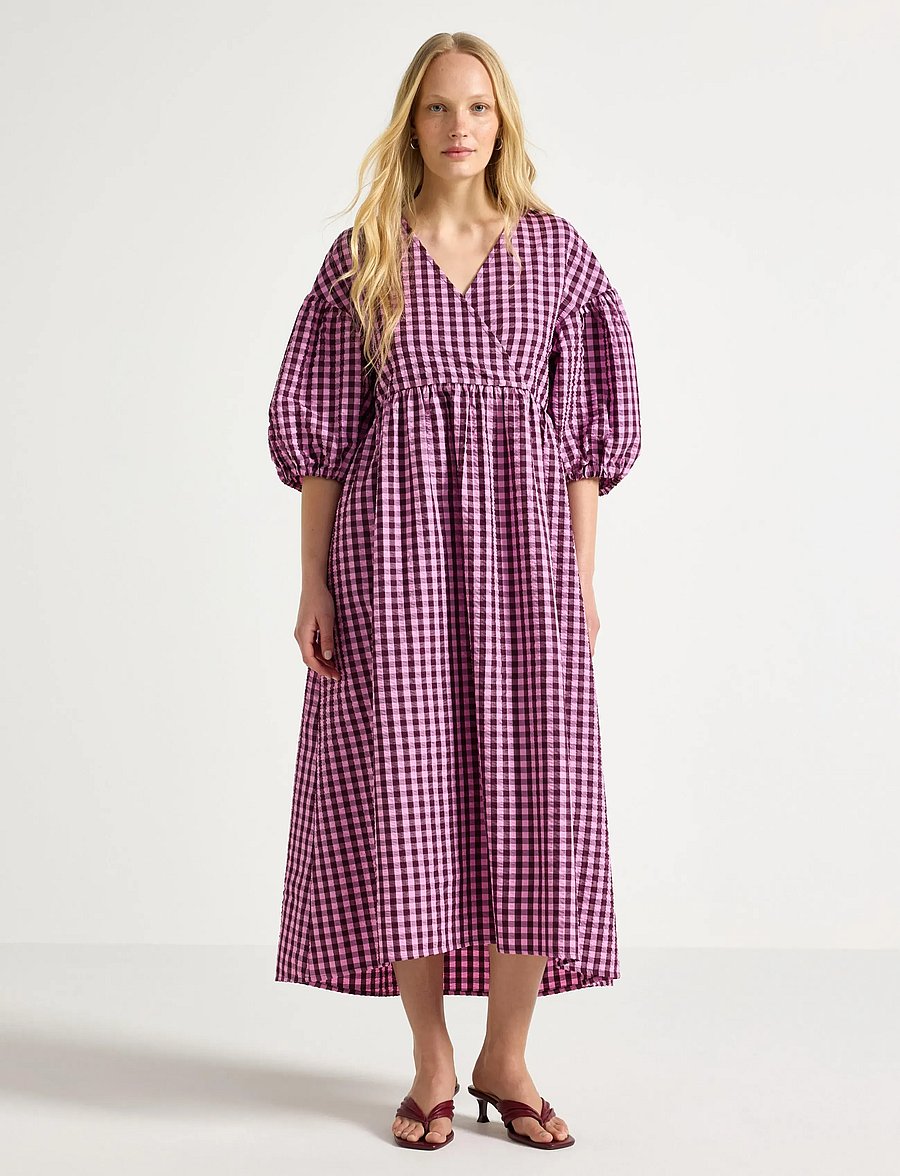 Lindex - Midi dress in seersucker - sommerkleider - pink - 0