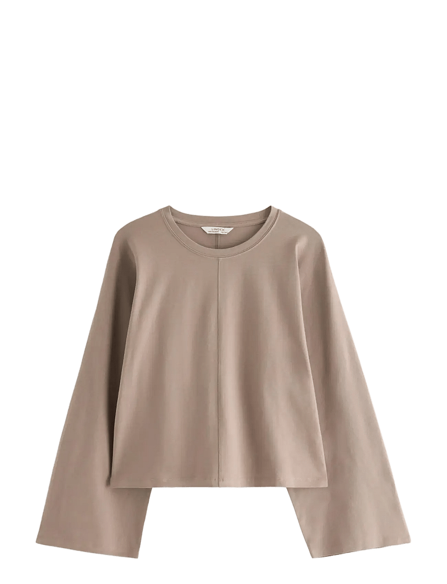 Lindex - Jersey top with wide sleeves - crop tops - light dusty khaki - 1