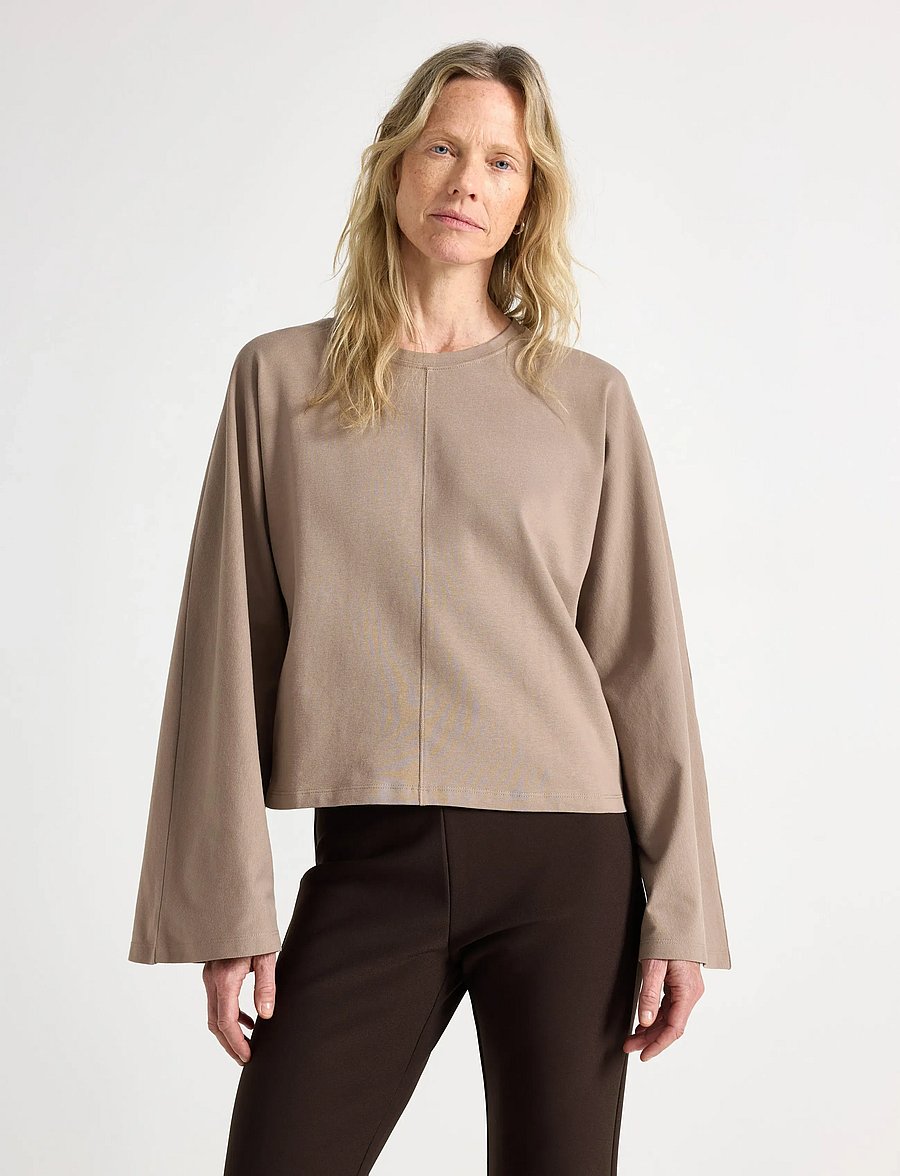 Lindex - Jersey top with wide sleeves - crop tops - light dusty khaki - 0