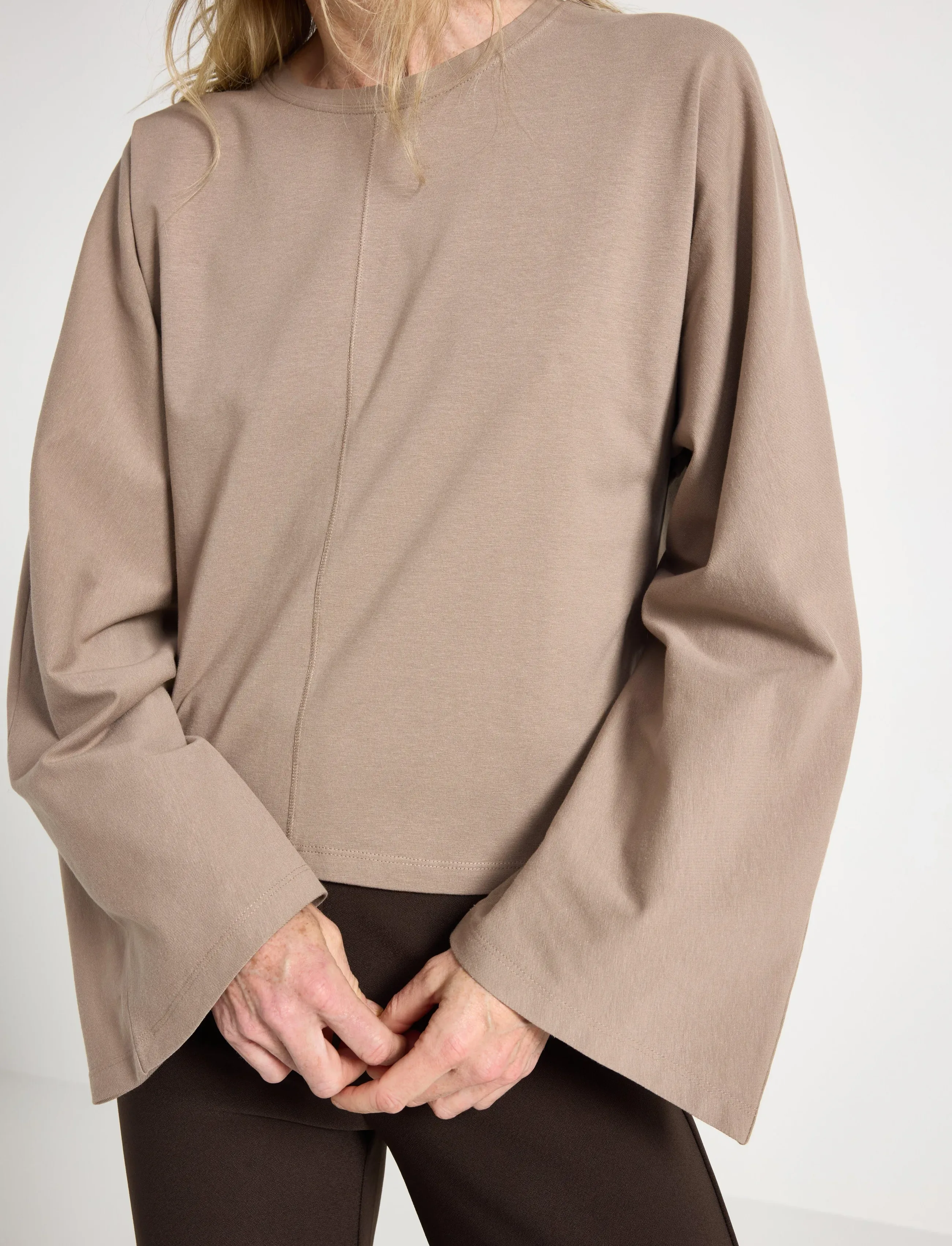 Lindex - Jersey top with wide sleeves - crop tops - light dusty khaki - 4