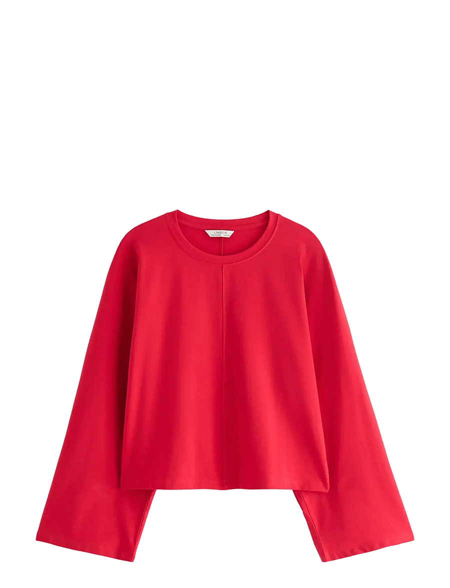 Lindex - Jersey top with wide sleeves - lühikesed topid - red - 1