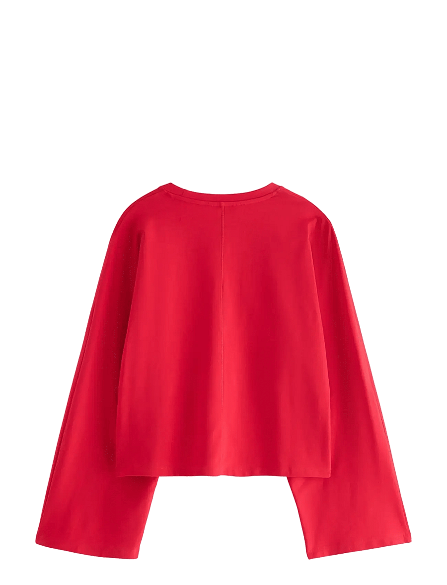 Lindex - Jersey top with wide sleeves - lühikesed topid - red - 2