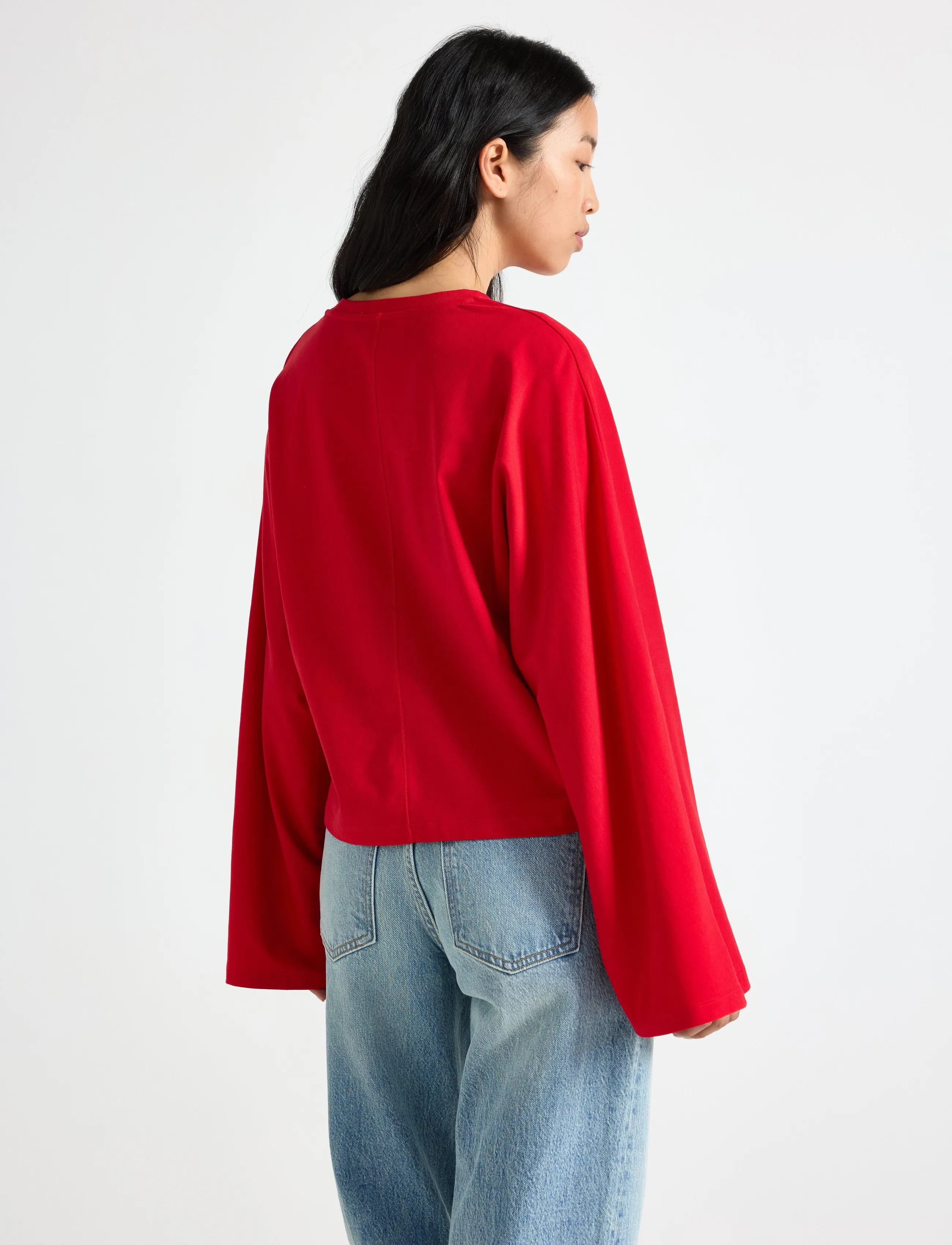 Lindex - Jersey top with wide sleeves - lühikesed topid - red - 3