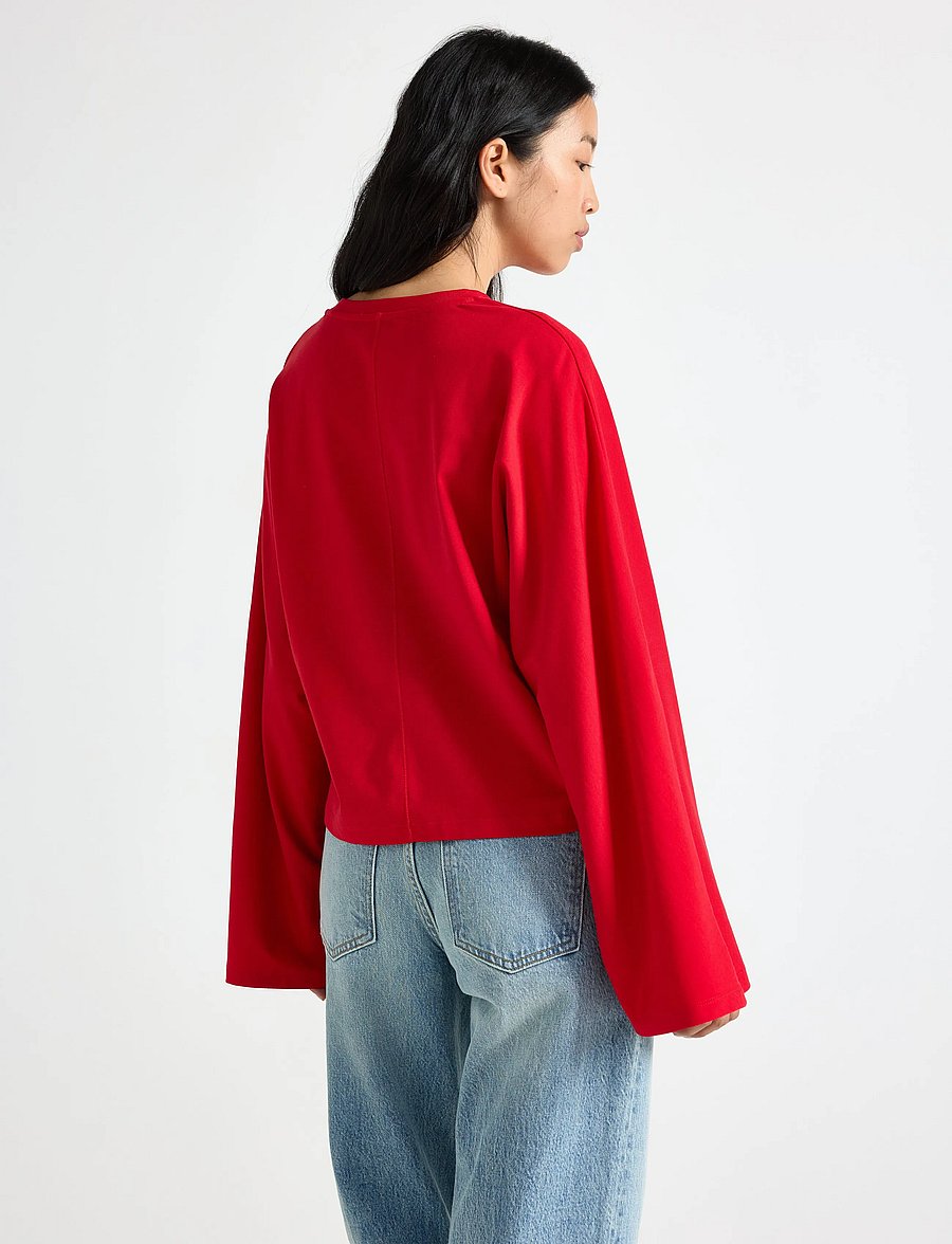 Lindex - Jersey top with wide sleeves - lühikesed topid - red - 3