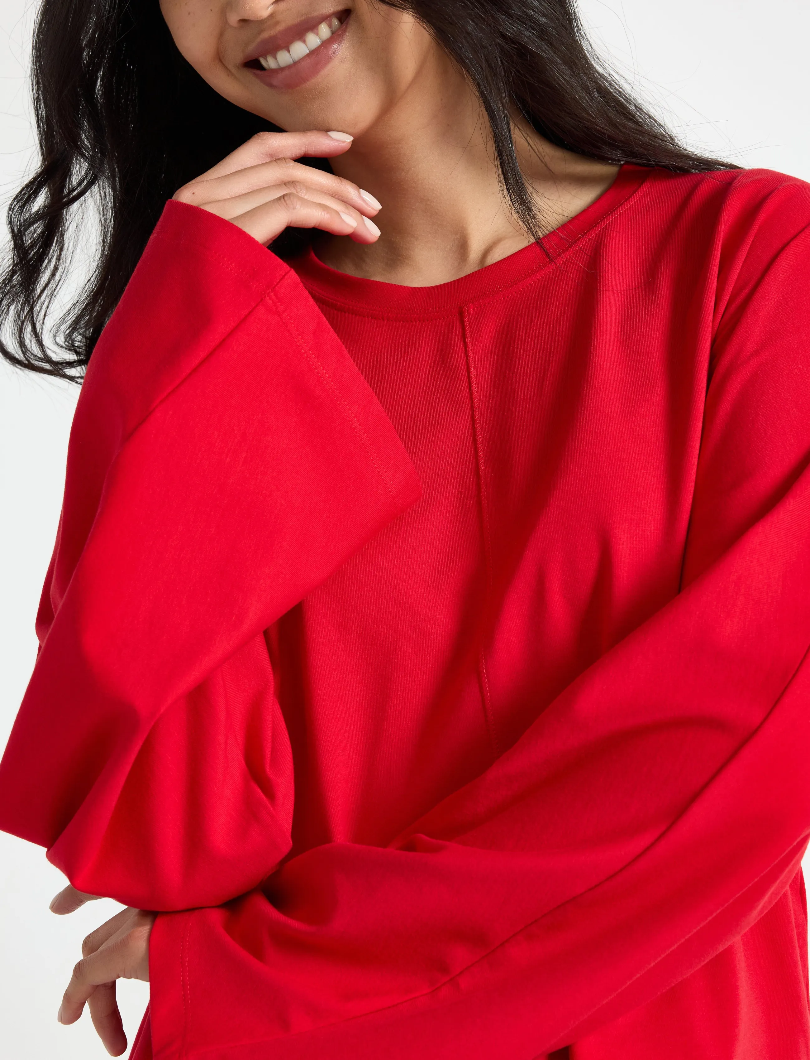 Lindex - Jersey top with wide sleeves - lühikesed topid - red - 4