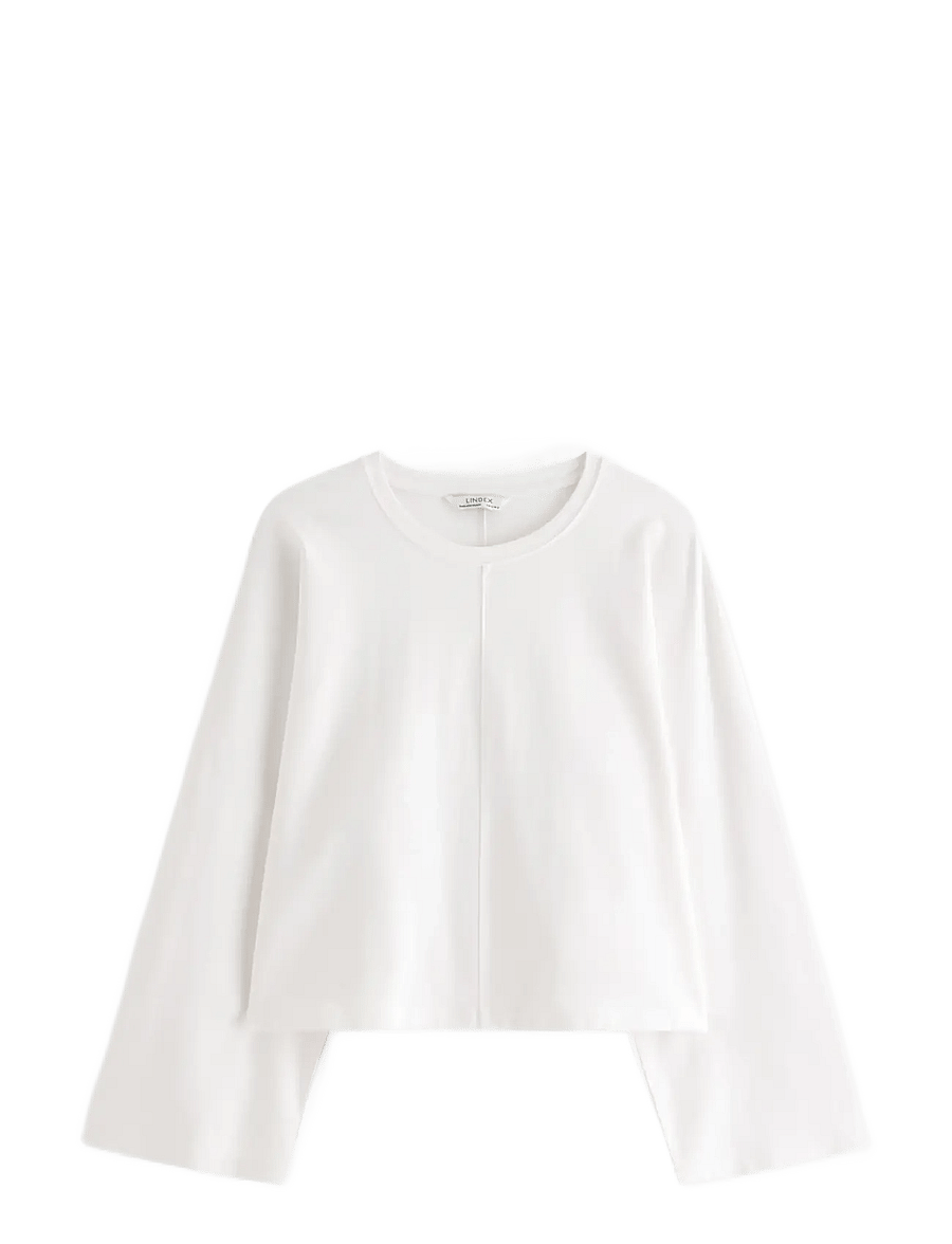 Lindex - Jersey top with wide sleeves - crop tops - white - 0