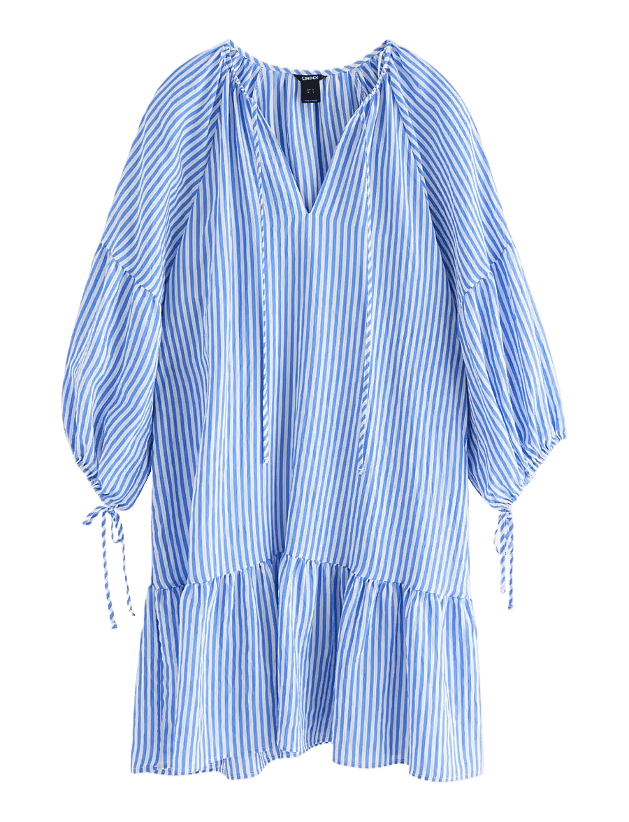 Lindex - Mini dress with puff sleeve - sommarklänningar - light dusty blue - 1
