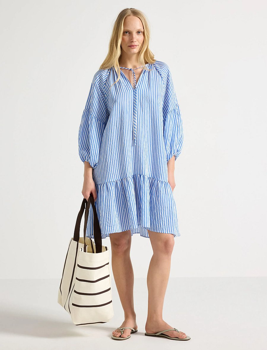 Lindex - Mini dress with puff sleeve - sommarklänningar - light dusty blue - 0