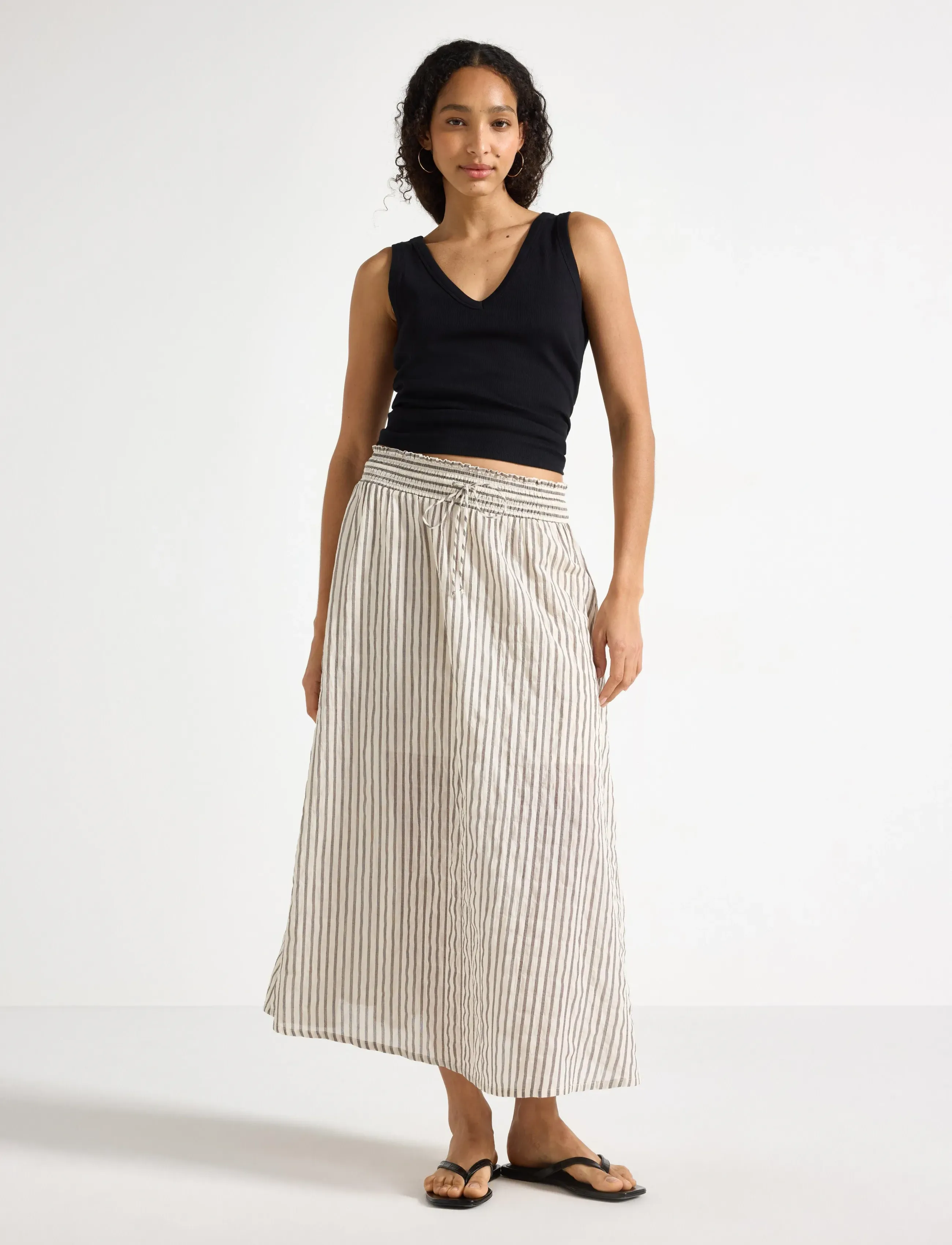 Lindex Crinkled midi skirt - Seelikud - LIGHT BEIGE / beige