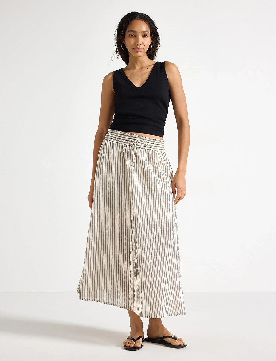 Lindex - Crinkled midi skirt - midi-röcke - light beige - 0