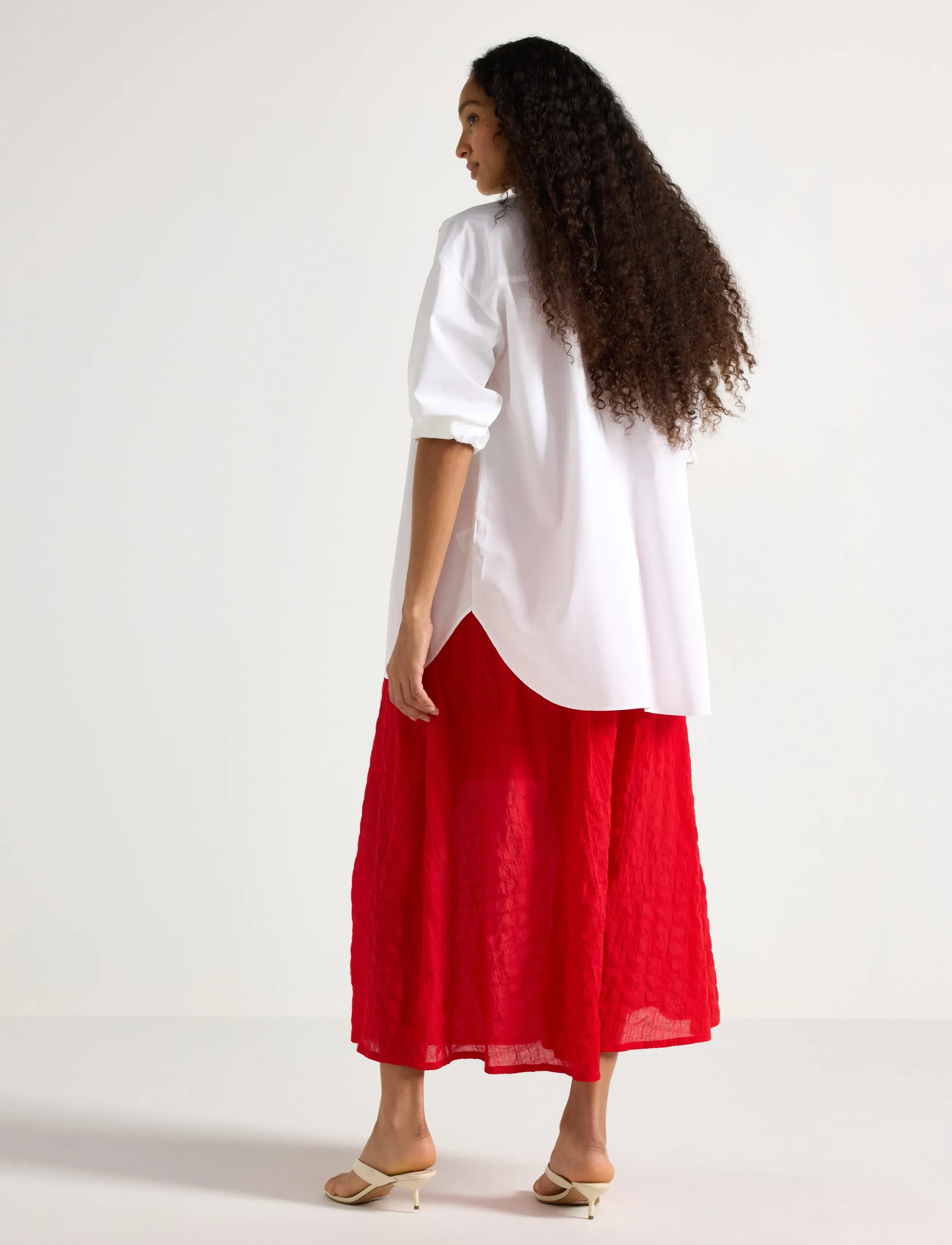 Lindex - Crinkled midi skirt - midi kjolar - red - 3