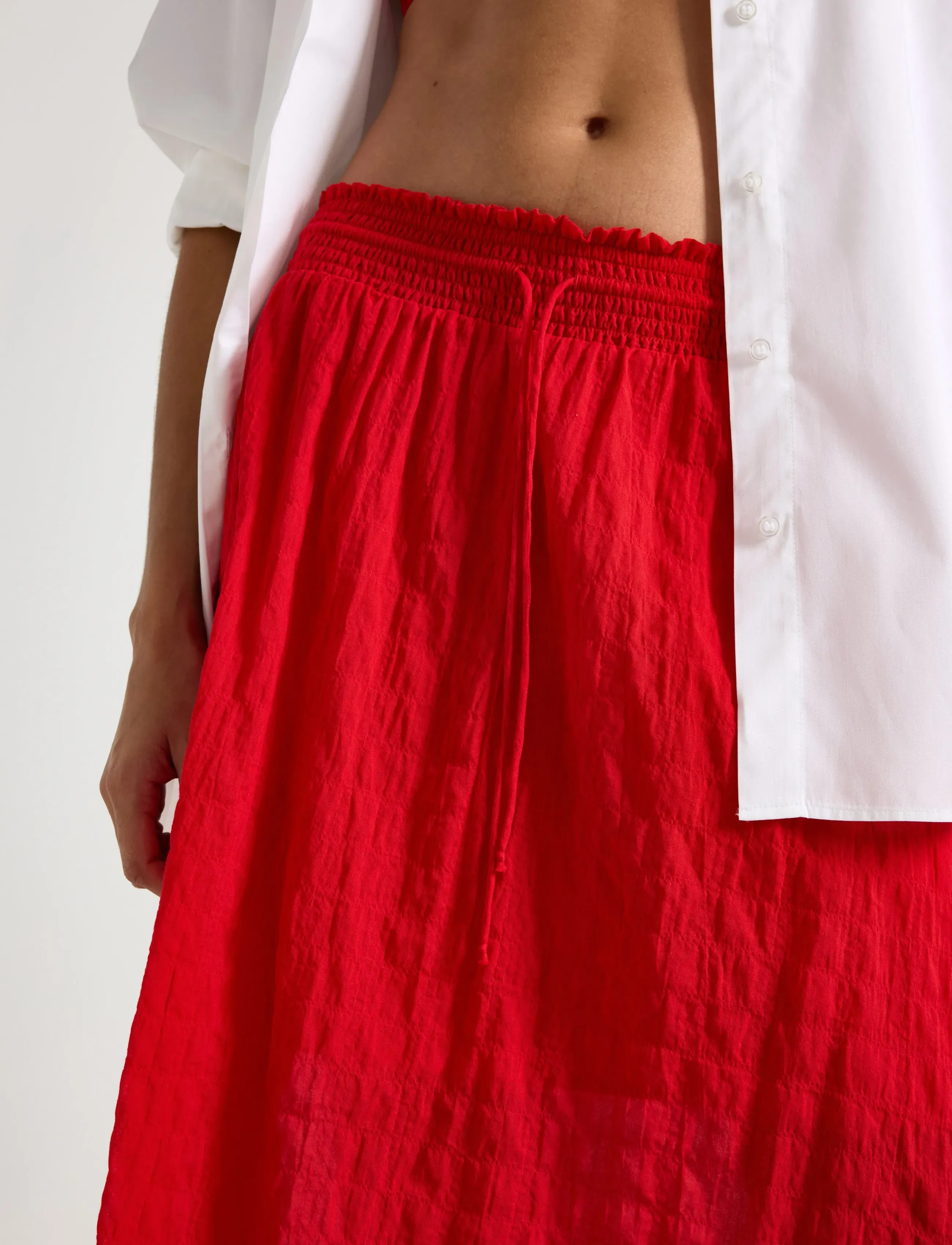Lindex - Crinkled midi skirt - midi kjolar - red - 4