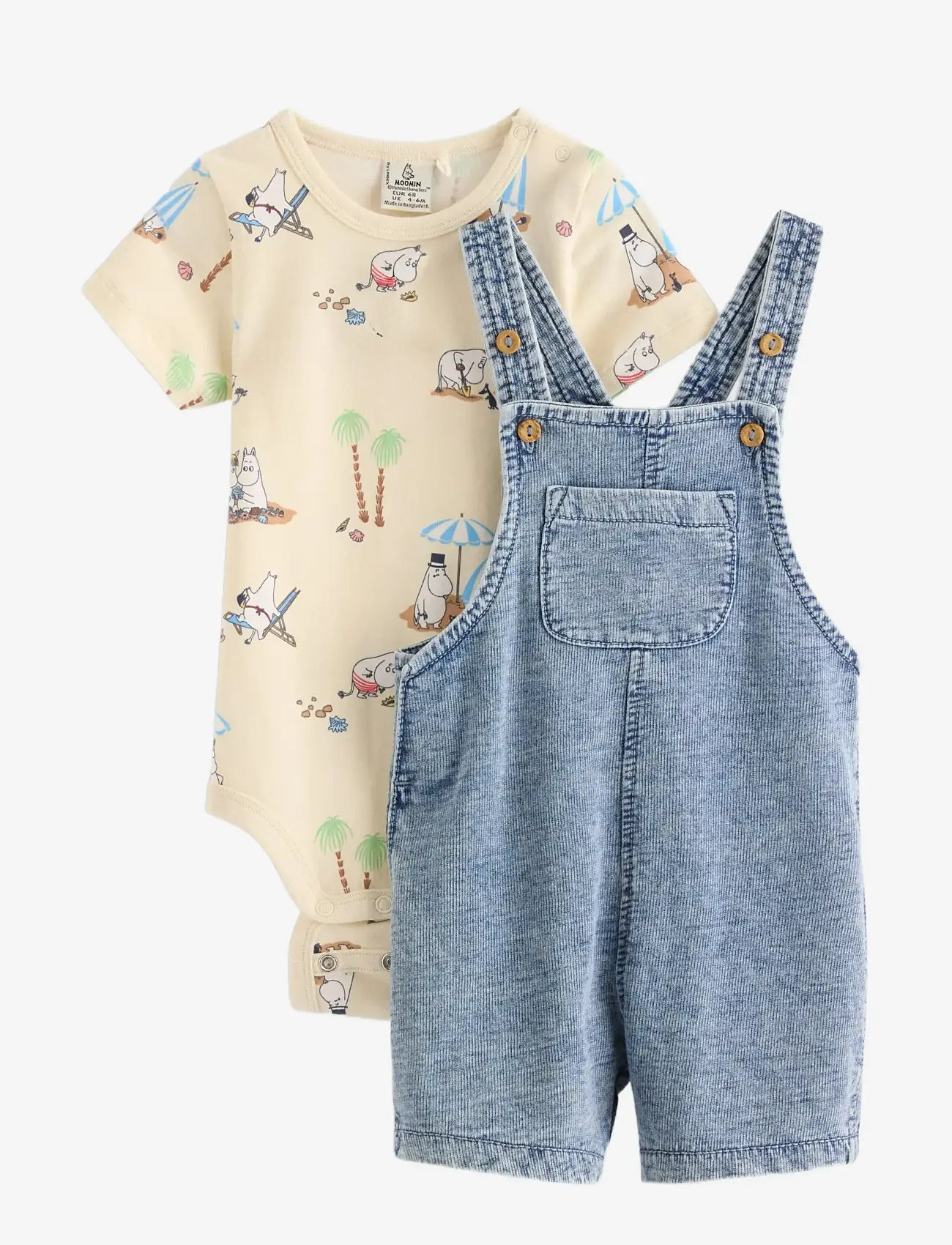 Lindex - Set - bib trousers and bodysuit - sæt med body - white - 0