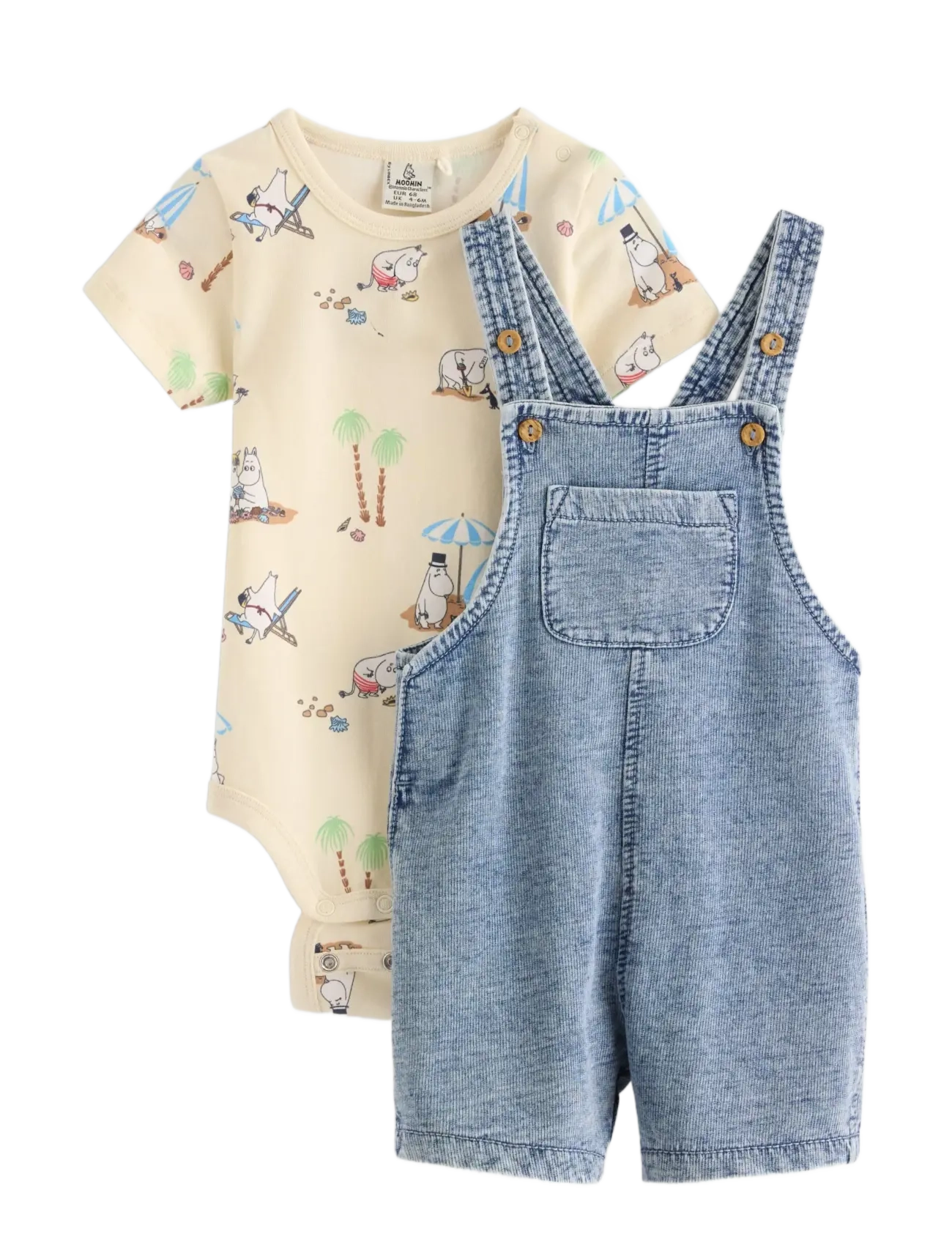 Lindex Set - bib trousers and bodysuit - New Arrivals - WHITE / cream