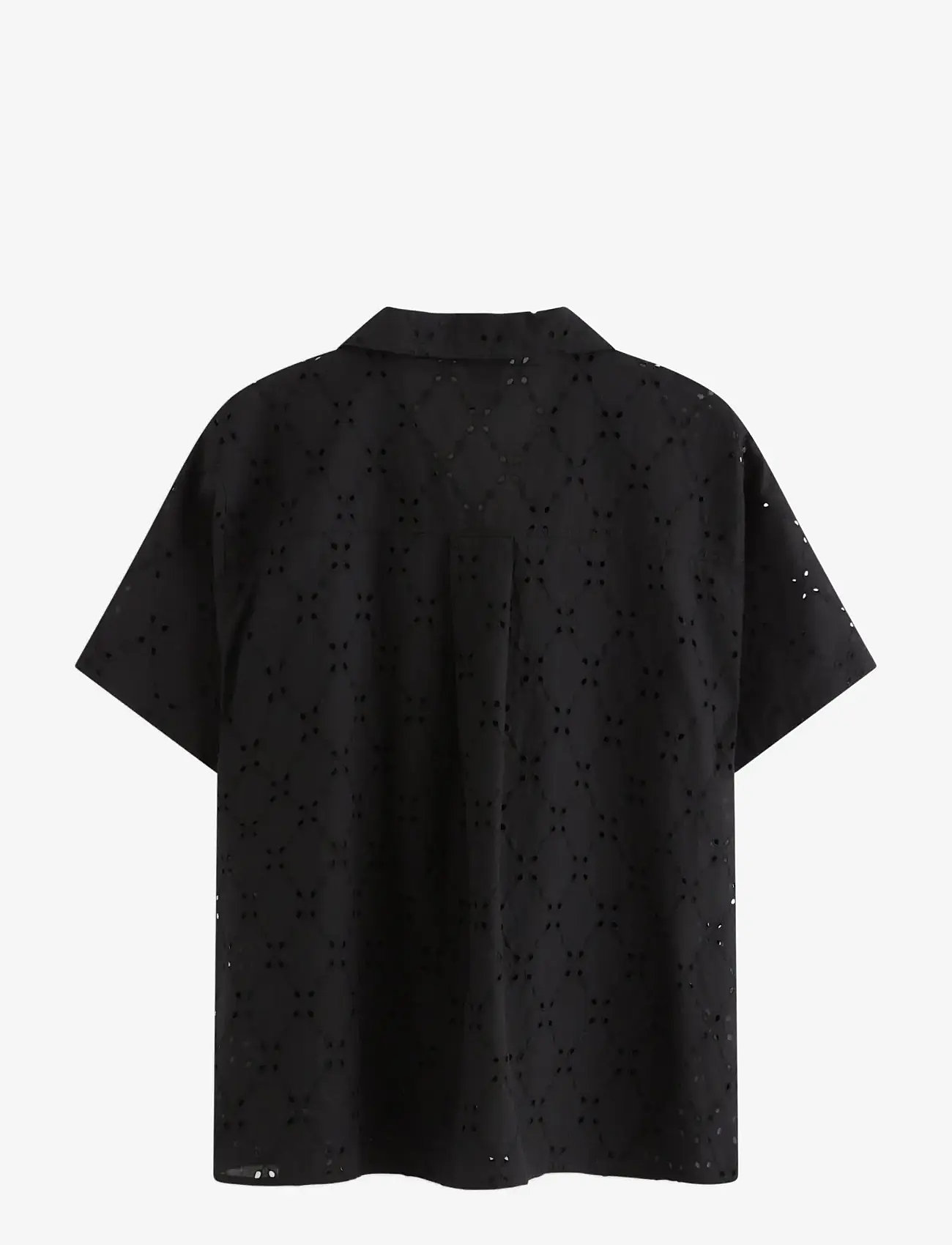 Lindex - Shirt with broderie anglaise - short-sleeved shirts - black - 2