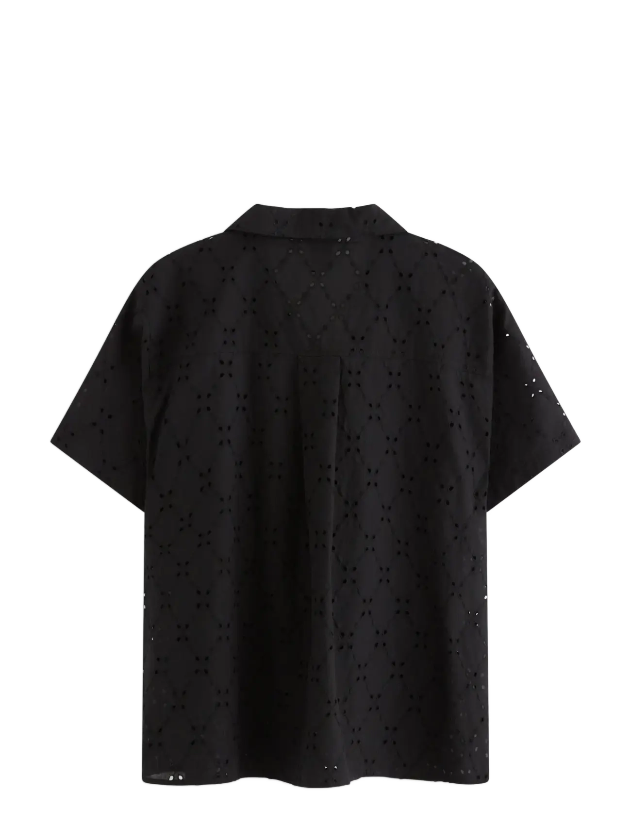 Lindex - Shirt with broderie anglaise - kortærmede skjorter - black - 2