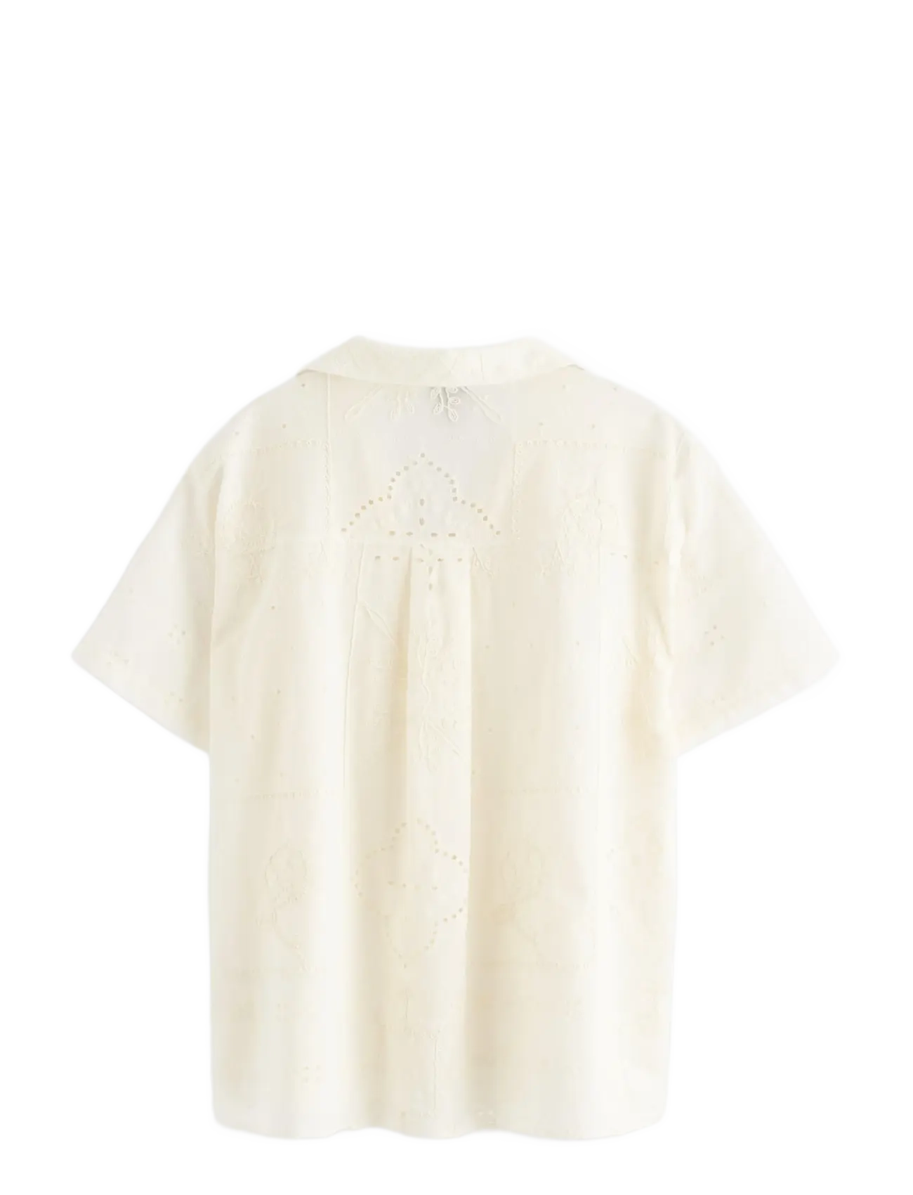 Lindex - Shirt with broderie anglaise - short-sleeved shirts - off white - 2