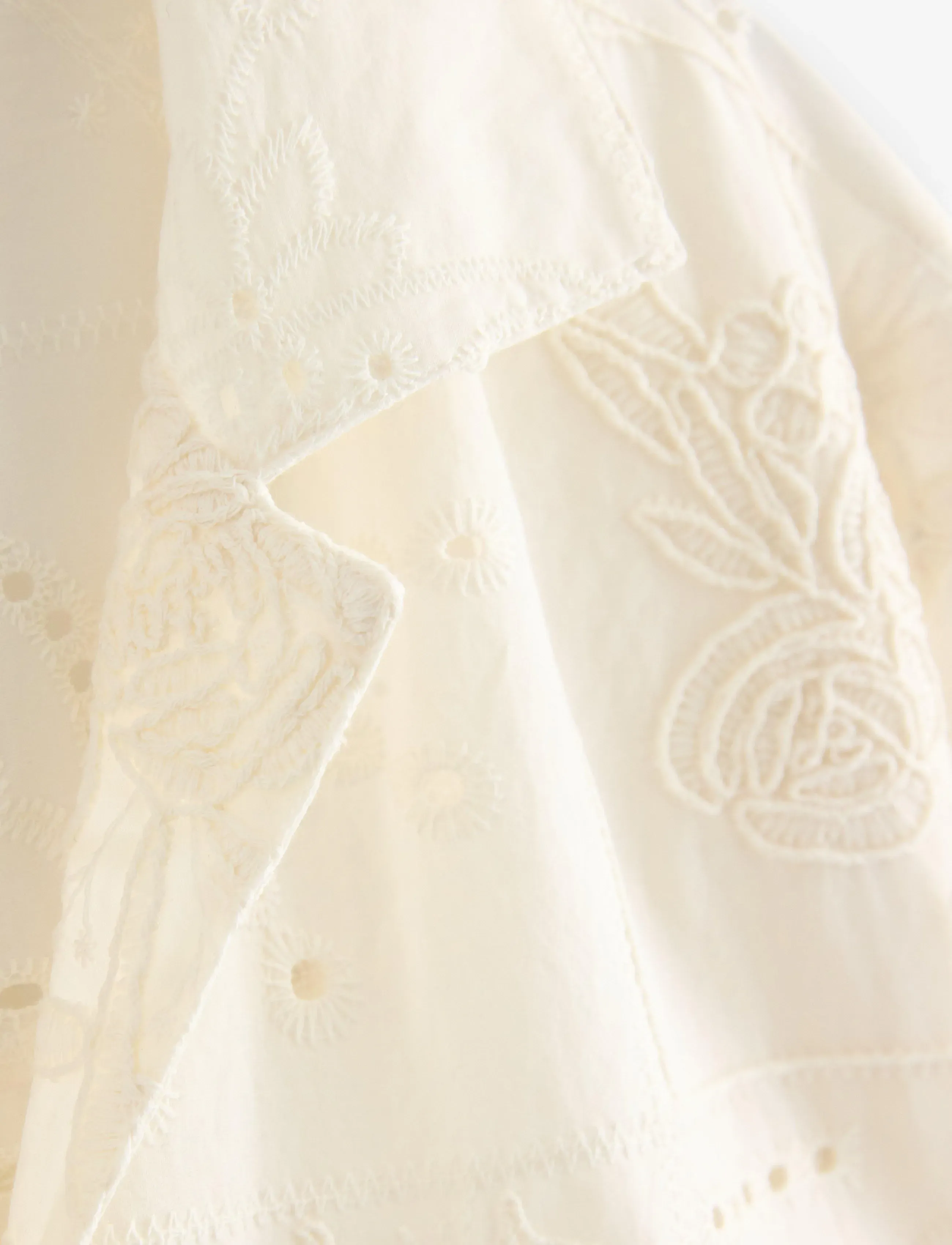 Lindex - Shirt with broderie anglaise - short-sleeved shirts - off white - 5