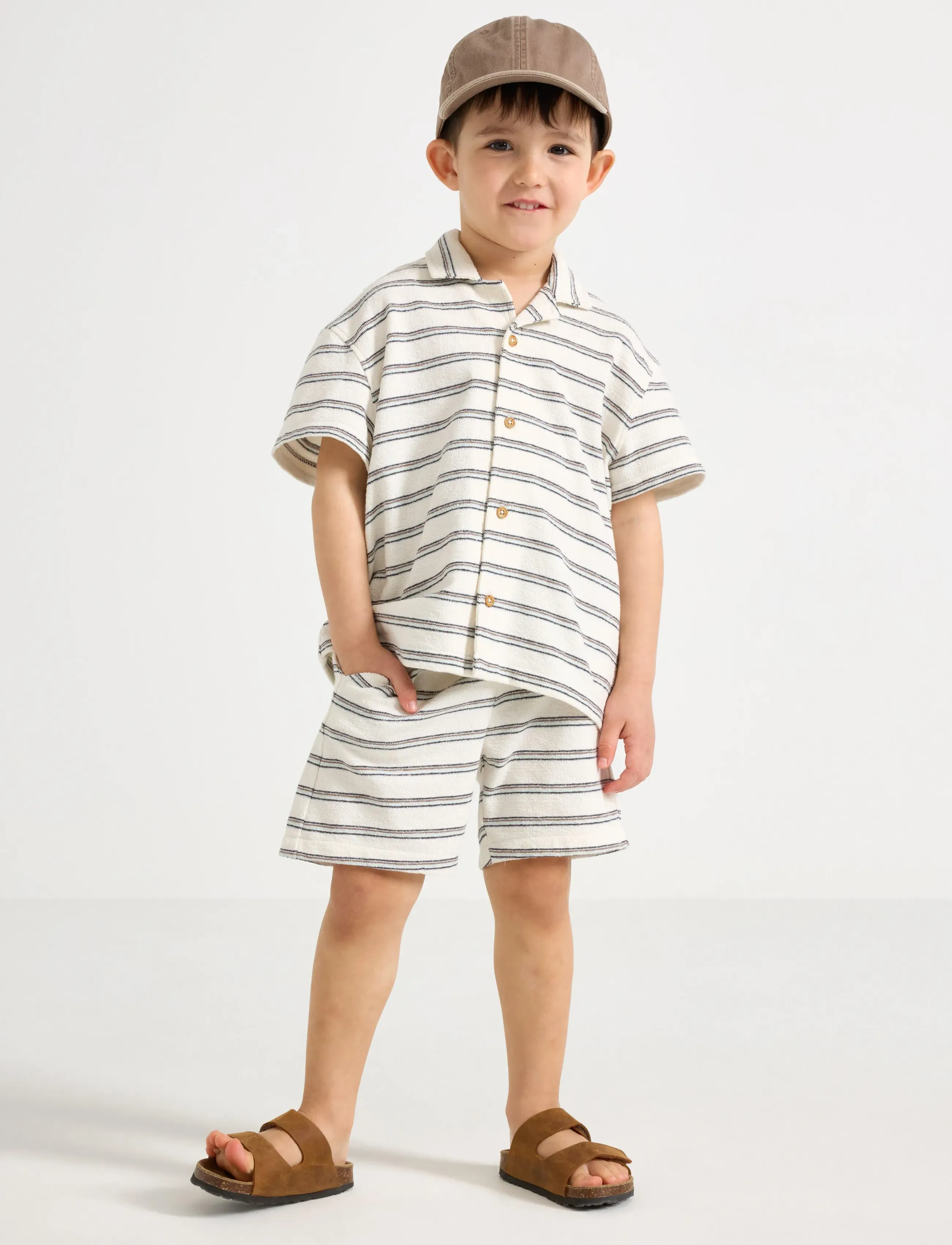 Lindex Set - Shirt And Shorts, 92, Beige, Sæt > Sæt Med Kortærmet T-Shirt, Børn