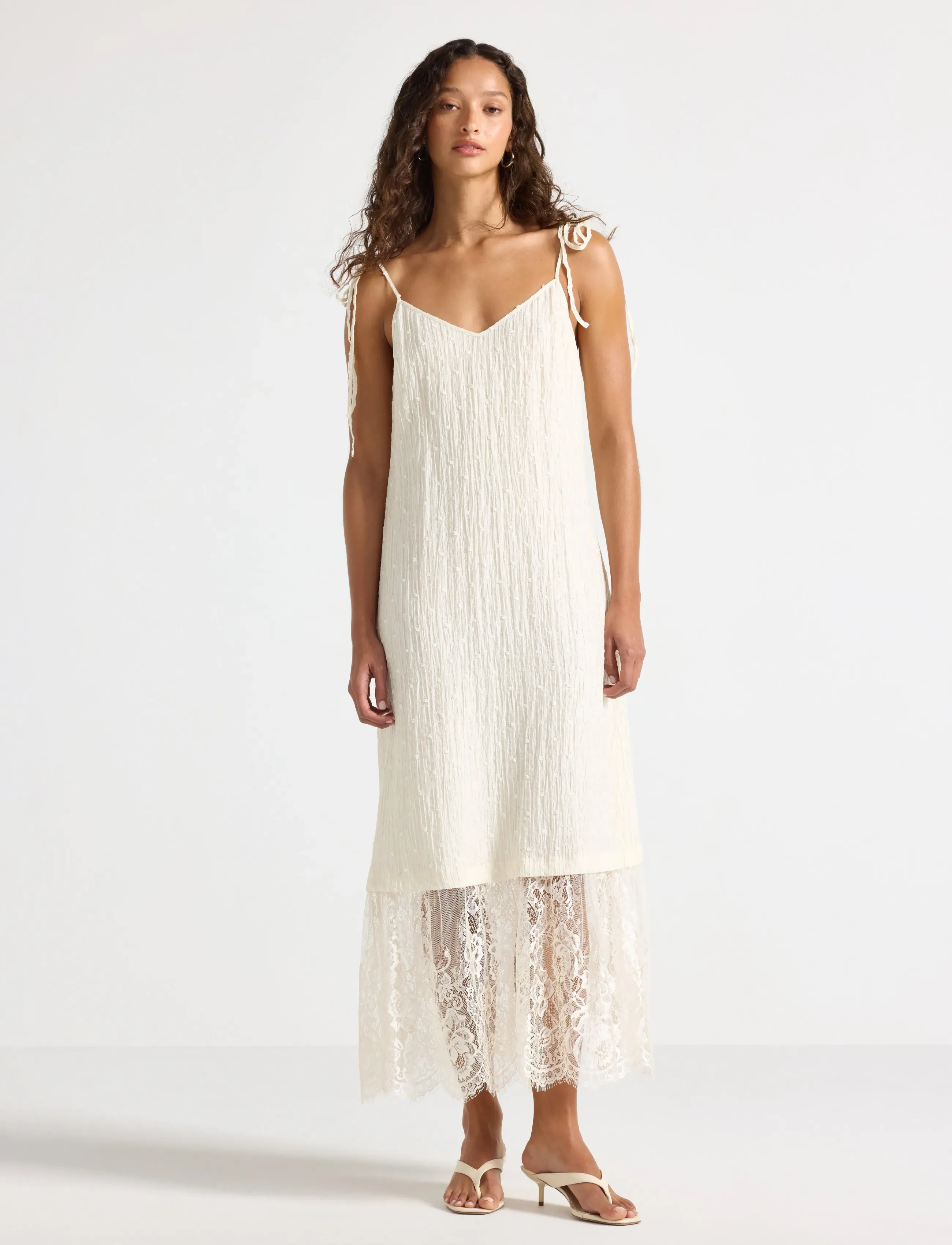 Midi Slip Dress With Lace Detail