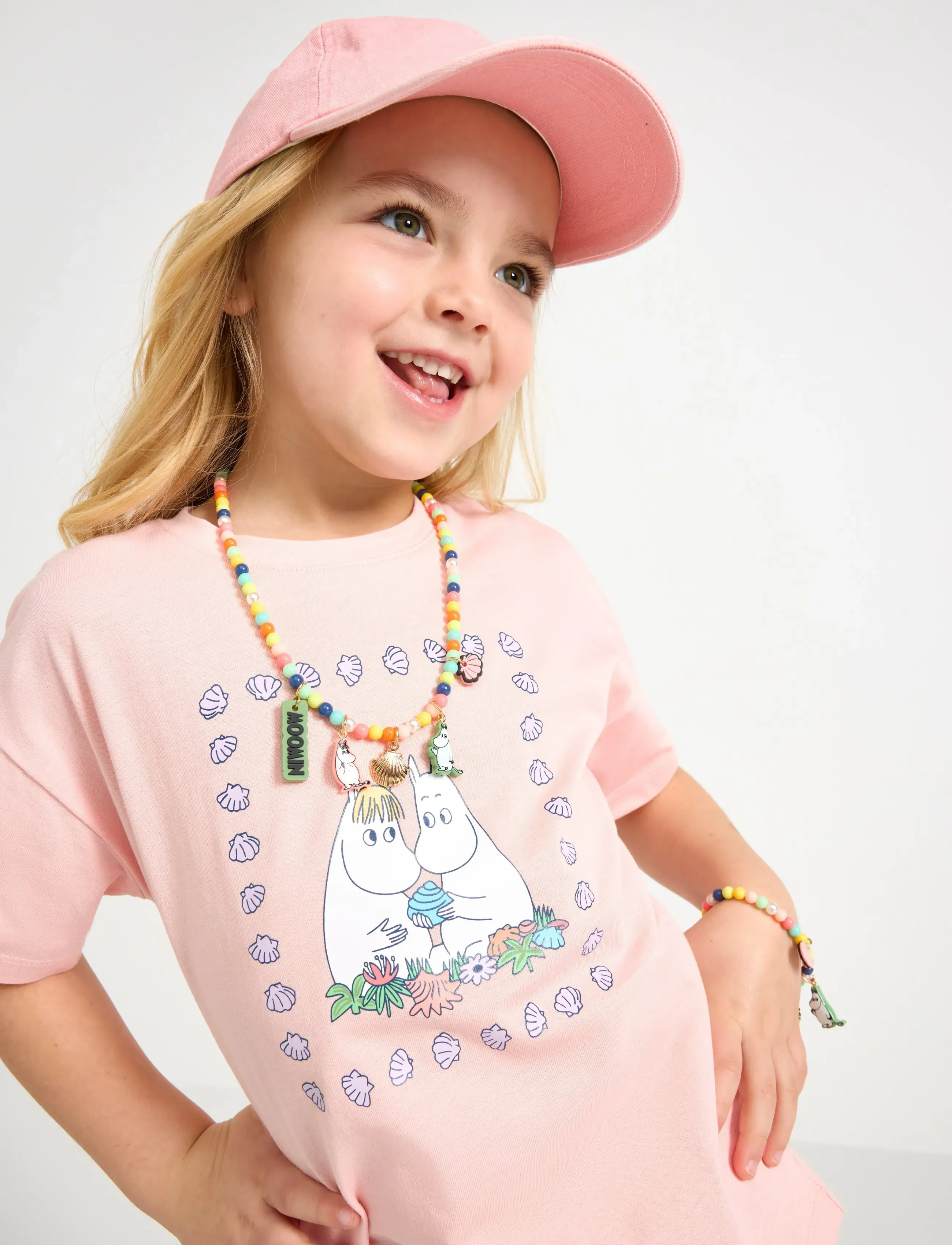 Lindex - Moomin set - sets mit kurzärmeligem t-shirt - light pink - 4