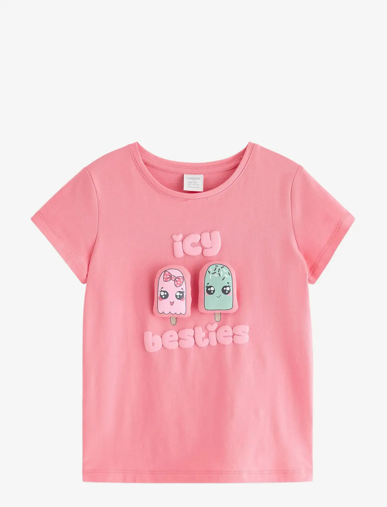 Lindex - Top with application - lühikeste varrukatega t-särgid - pink - 1