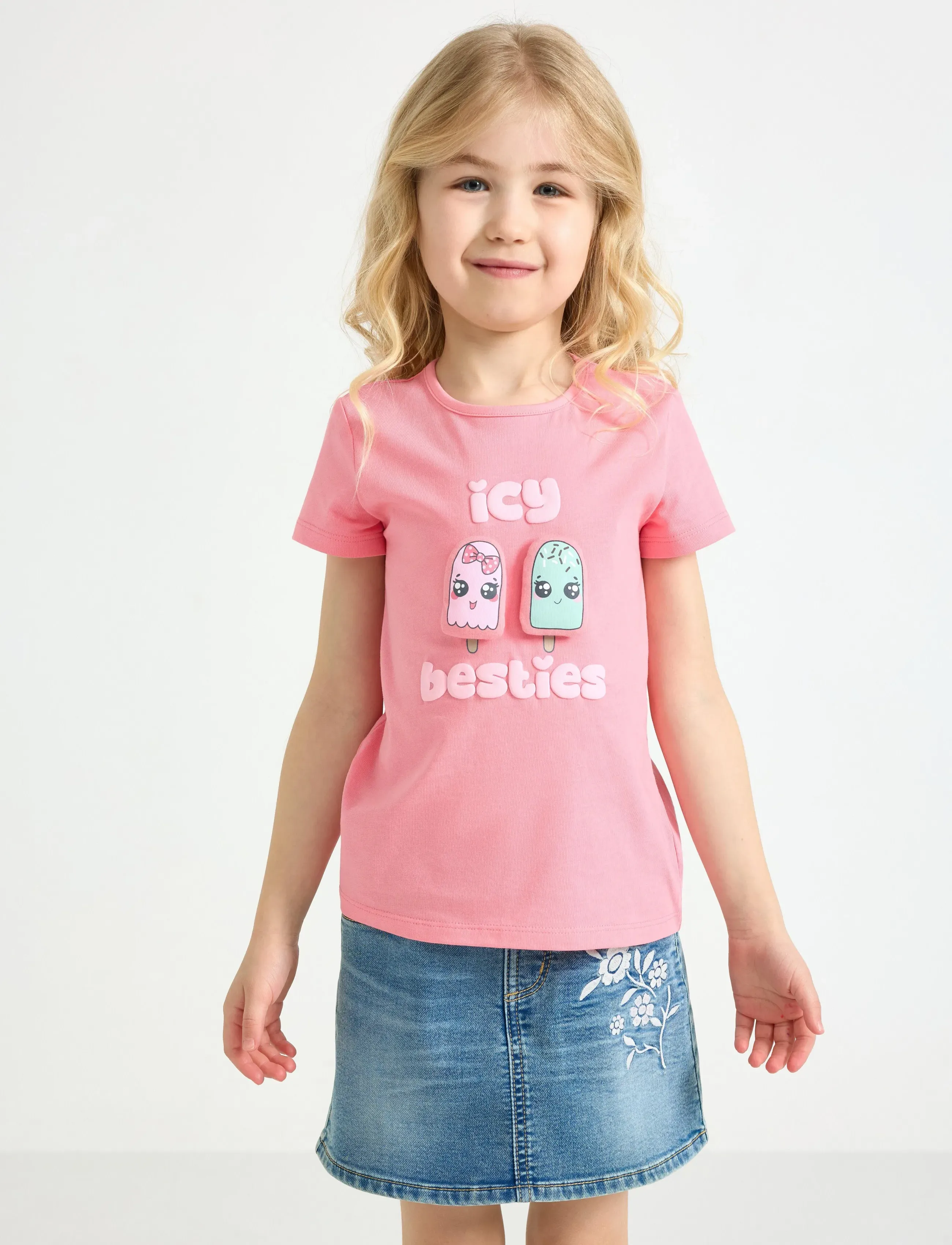 Lindex Top With Application, 116, Pink, T-Shirts > Kortærmede, Børn