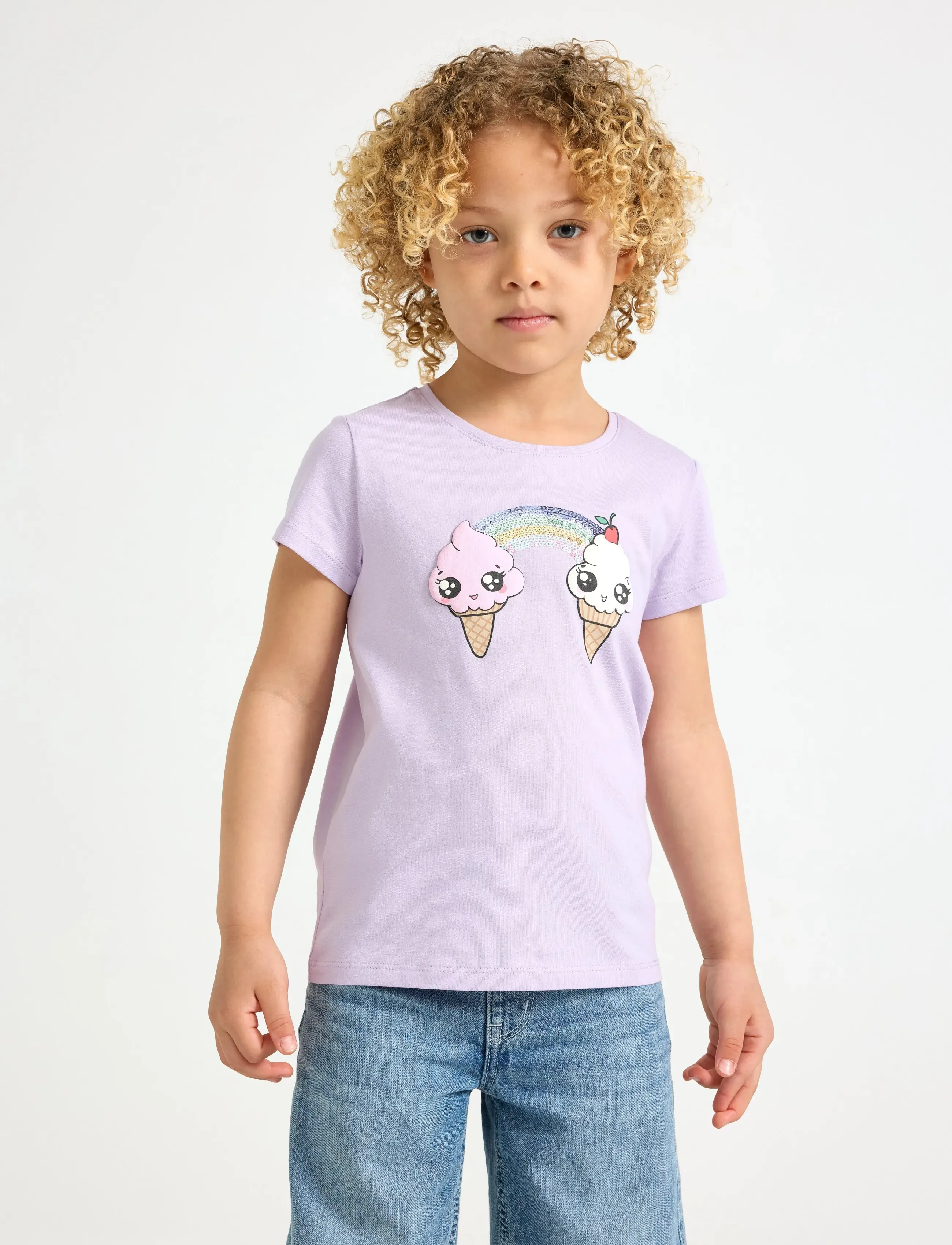 Lindex Short-Sleeved Top, 98, T-shirts, Lila - Short-sleeved, Kinder